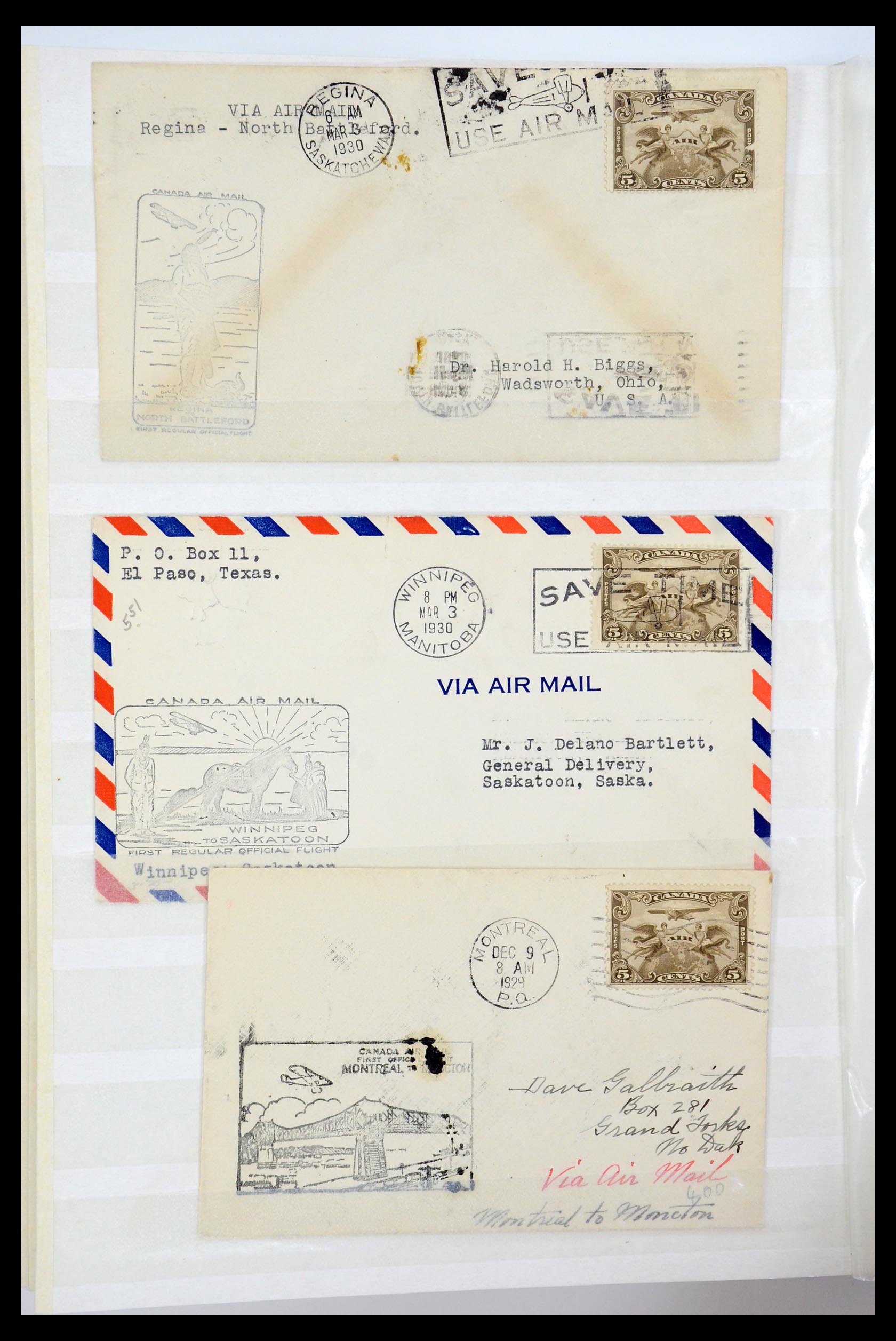 35338 321 - Postzegelverzameling 35338 Canada luchtpost brieven 1927-1950.