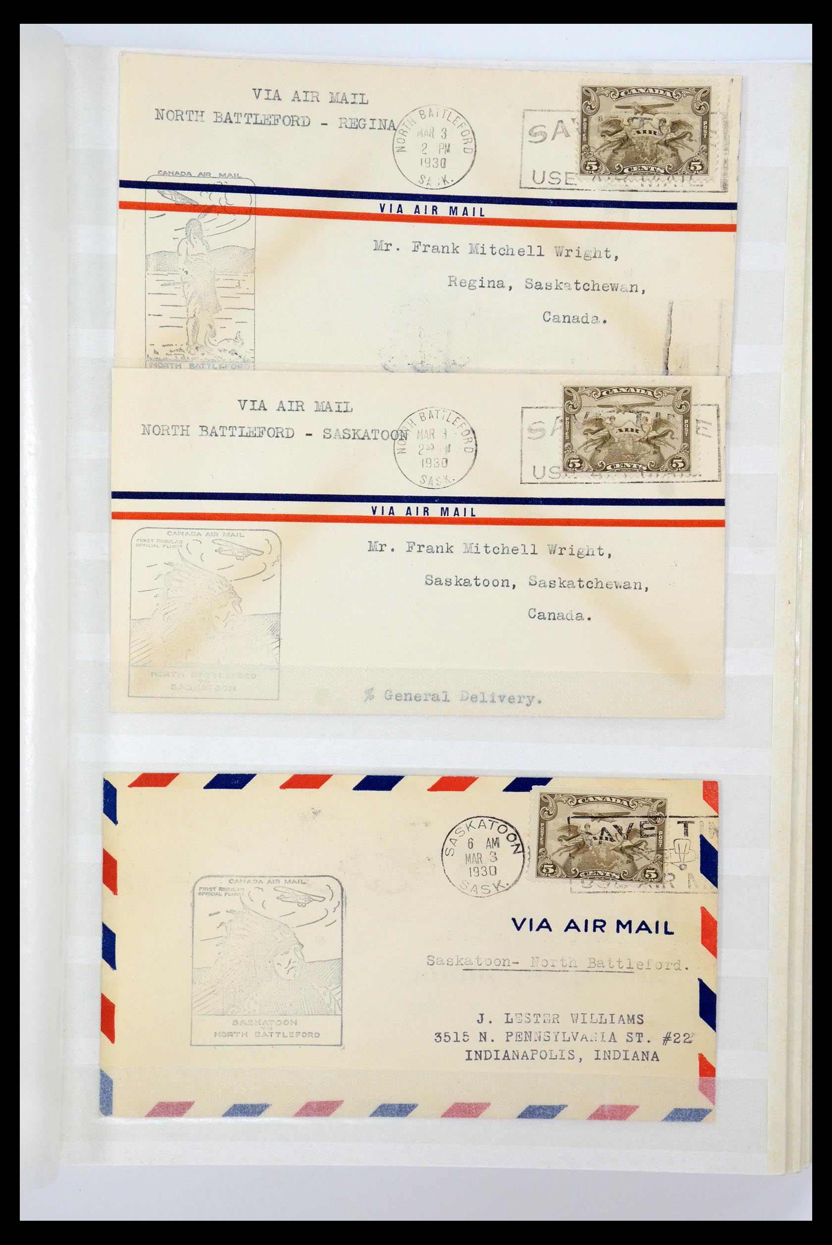 35338 322 - Stamp Collection 35338 Canada airmail covers 1927-1950.