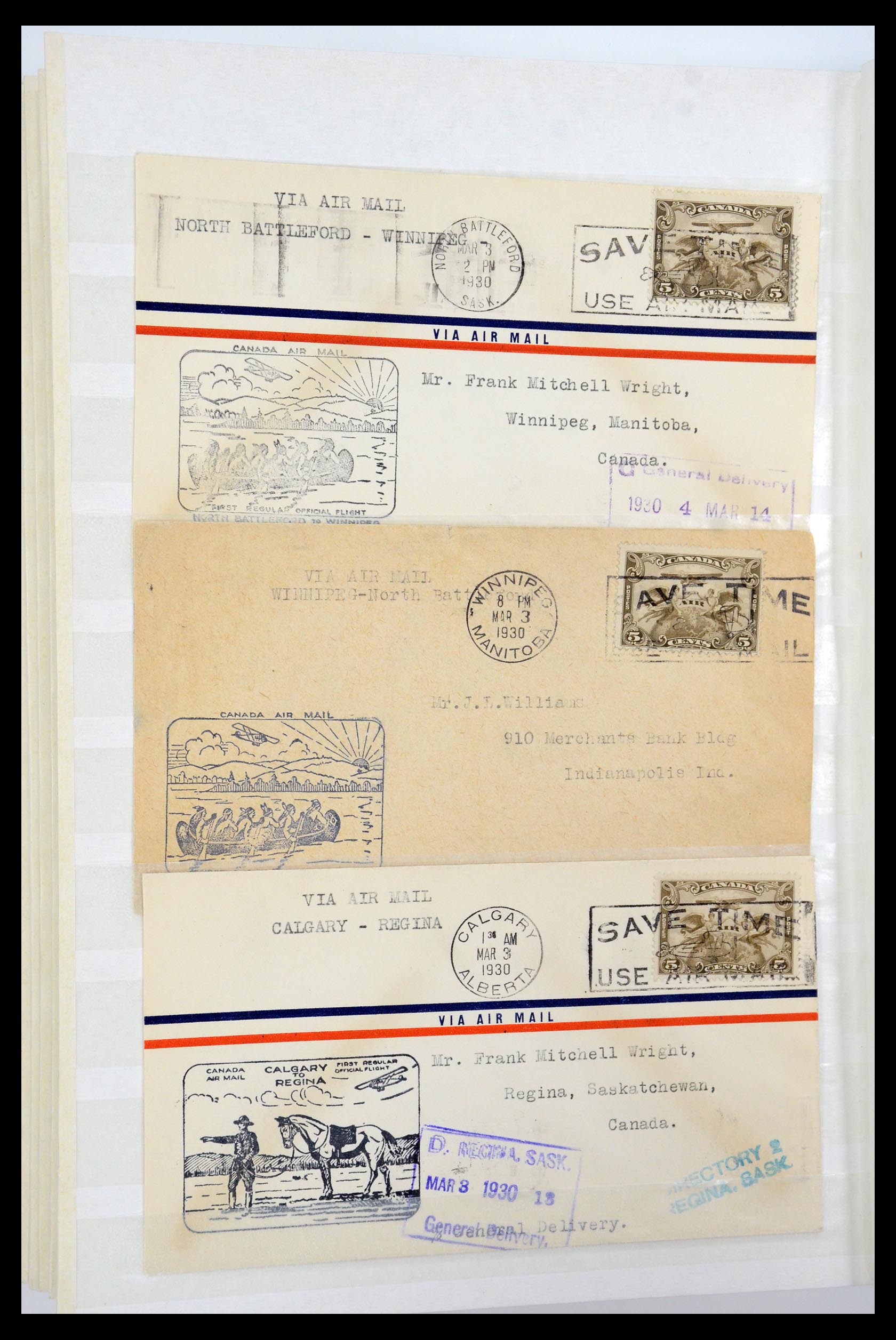 35338 323 - Postzegelverzameling 35338 Canada luchtpost brieven 1927-1950.