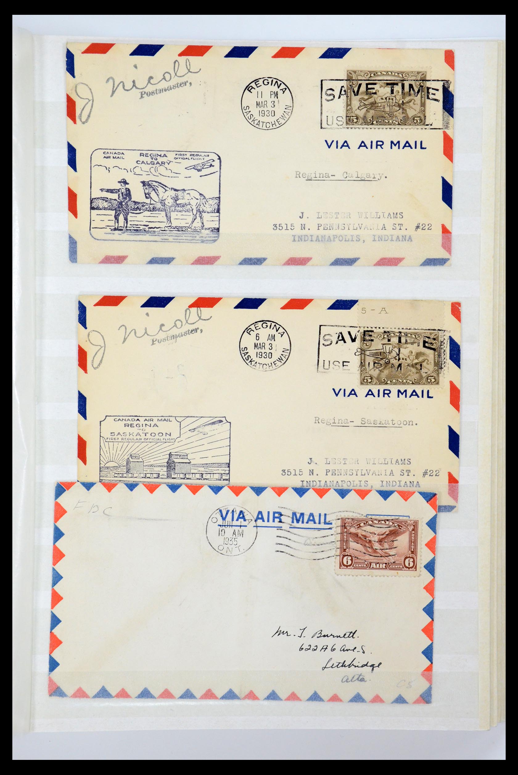 35338 324 - Postzegelverzameling 35338 Canada luchtpost brieven 1927-1950.
