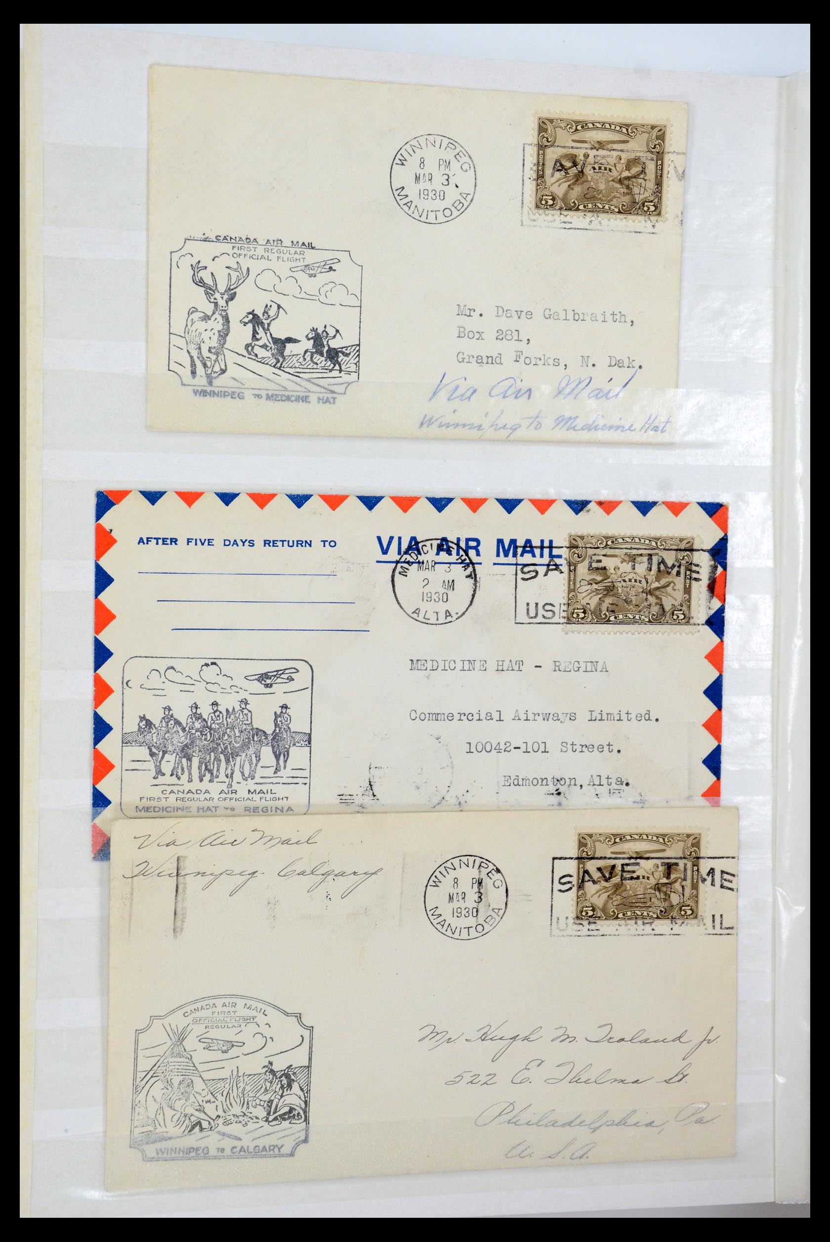 35338 327 - Postzegelverzameling 35338 Canada luchtpost brieven 1927-1950.