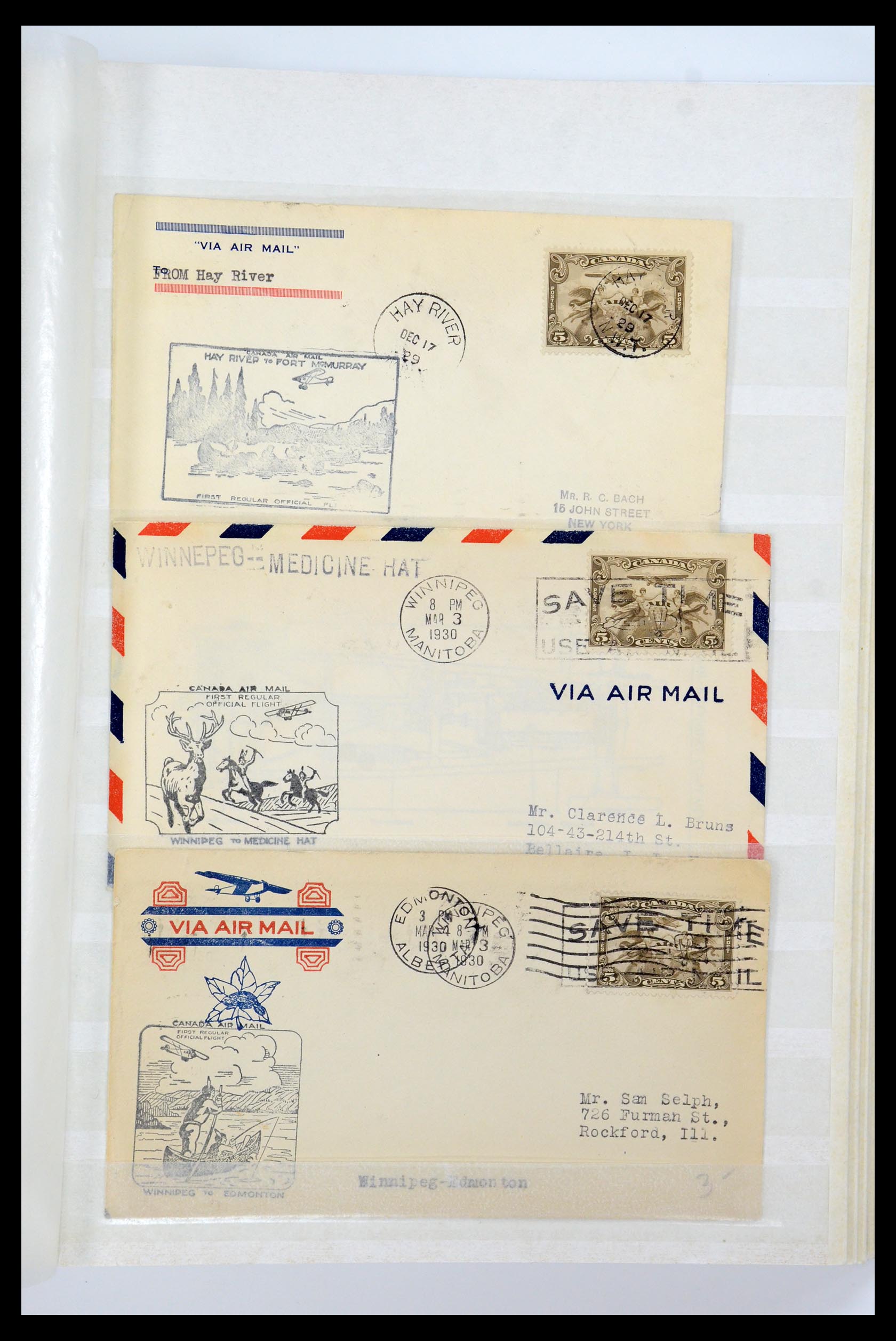 35338 328 - Postzegelverzameling 35338 Canada luchtpost brieven 1927-1950.