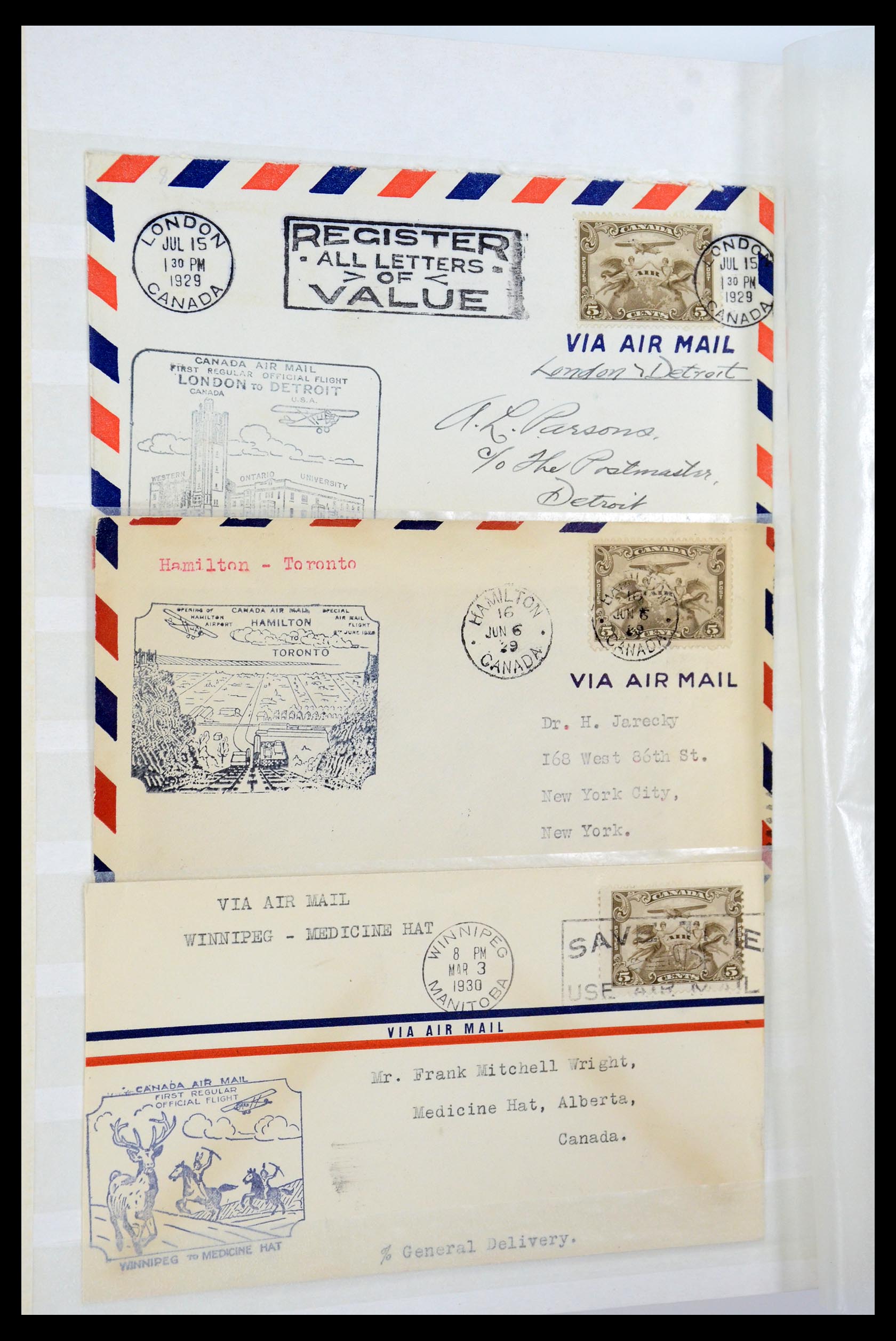 35338 333 - Postzegelverzameling 35338 Canada luchtpost brieven 1927-1950.