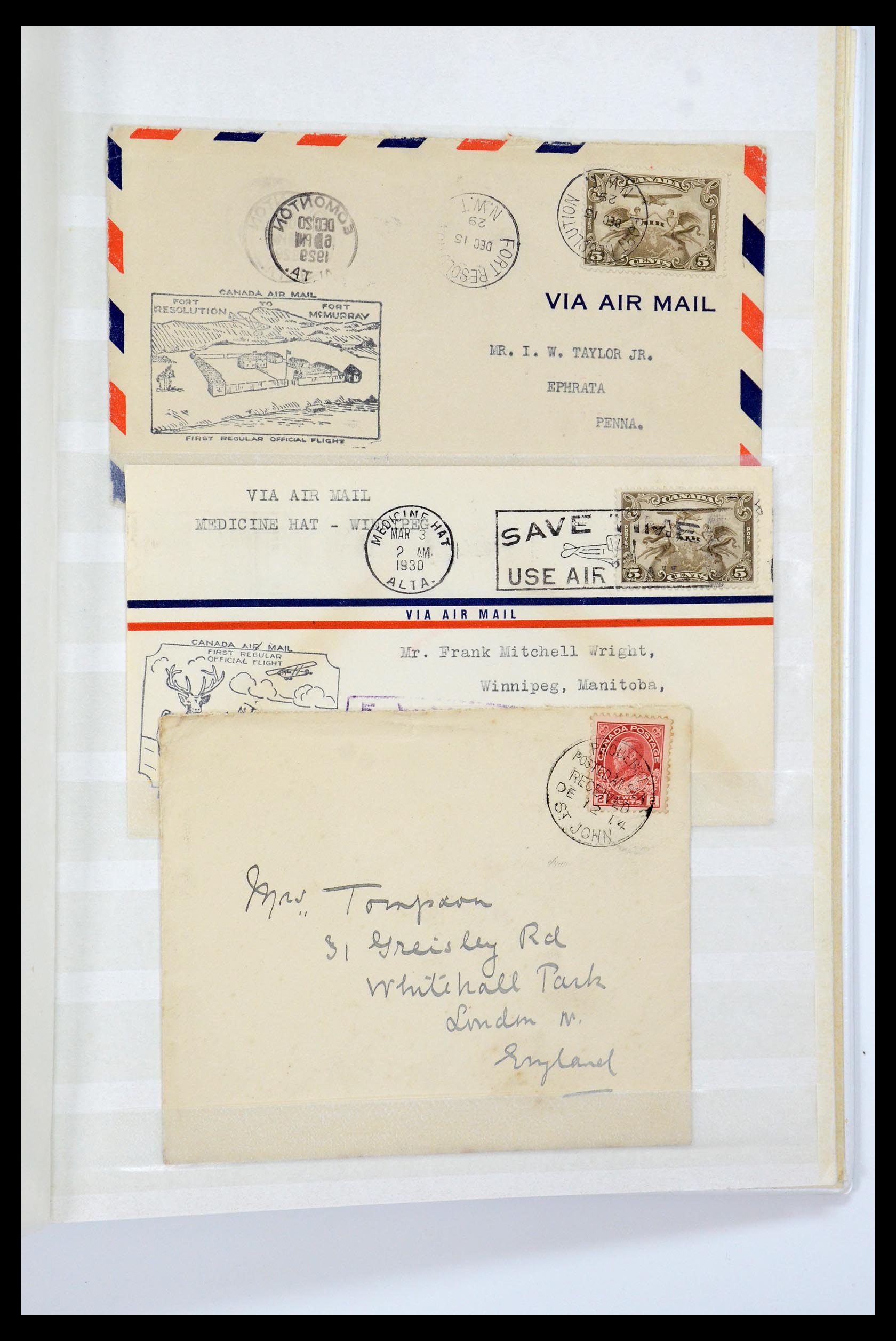 35338 338 - Postzegelverzameling 35338 Canada luchtpost brieven 1927-1950.