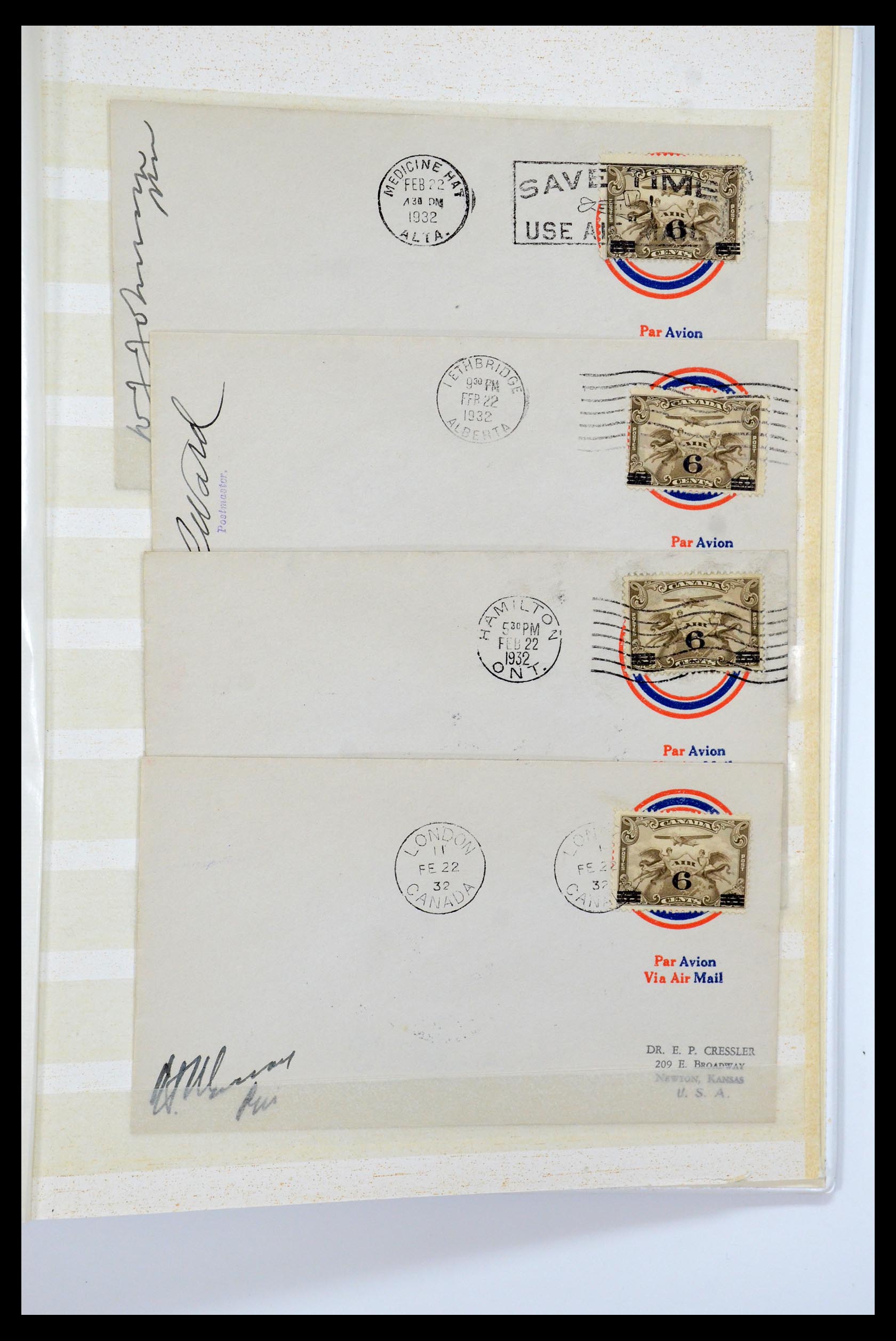 35338 340 - Postzegelverzameling 35338 Canada luchtpost brieven 1927-1950.