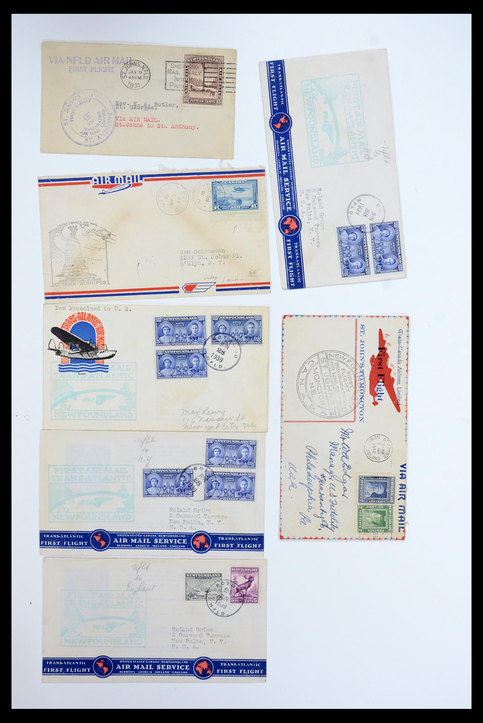 35338 341 - Postzegelverzameling 35338 Canada luchtpost brieven 1927-1950.