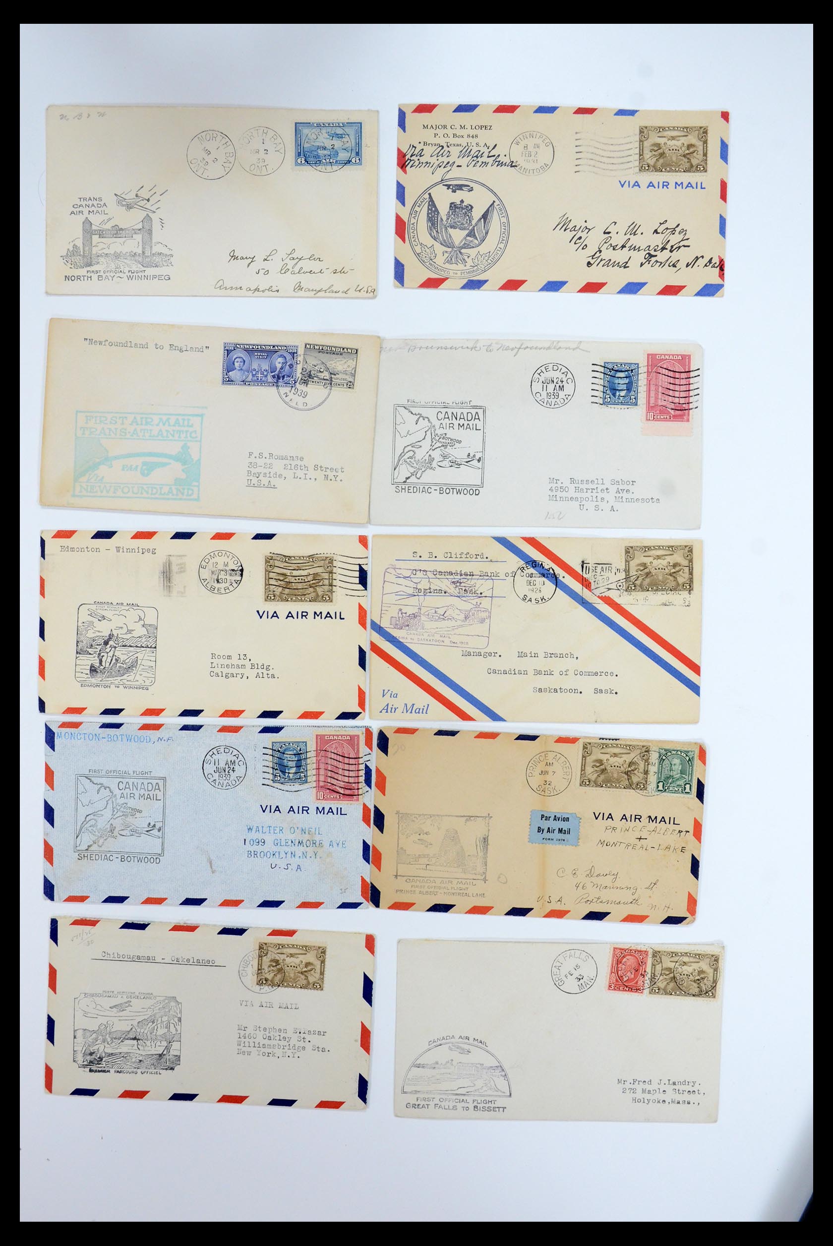 35338 343 - Postzegelverzameling 35338 Canada luchtpost brieven 1927-1950.