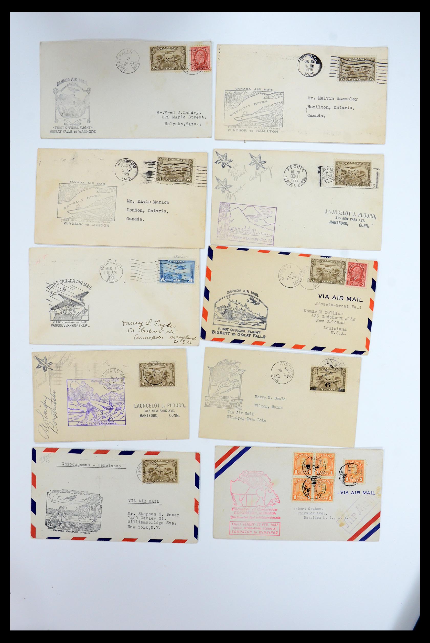 35338 344 - Postzegelverzameling 35338 Canada luchtpost brieven 1927-1950.