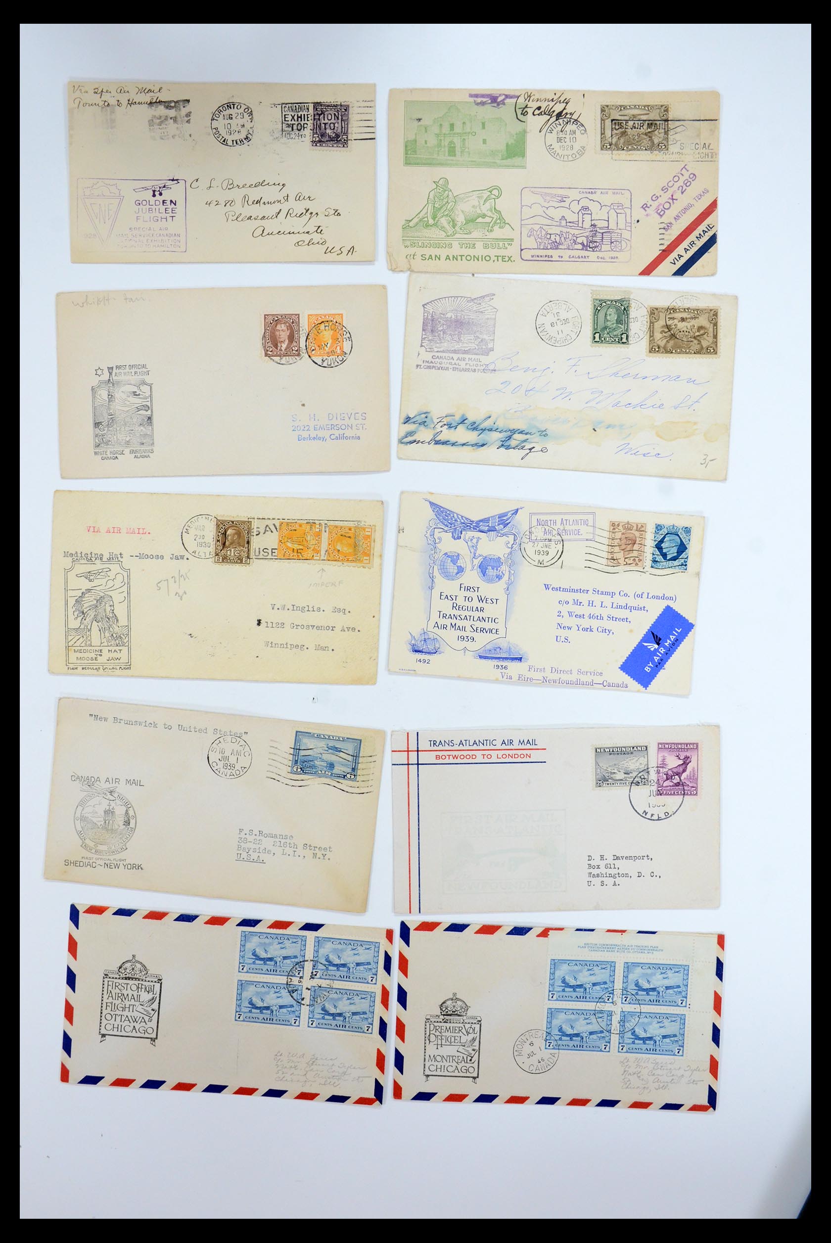 35338 345 - Postzegelverzameling 35338 Canada luchtpost brieven 1927-1950.