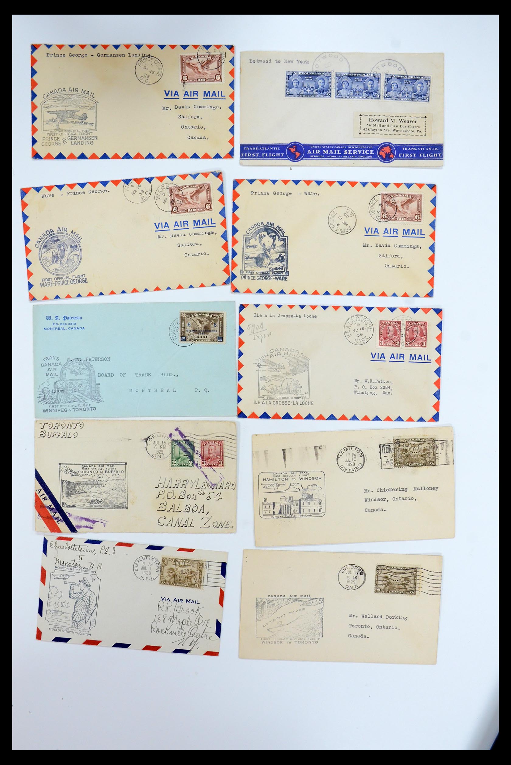 35338 346 - Postzegelverzameling 35338 Canada luchtpost brieven 1927-1950.