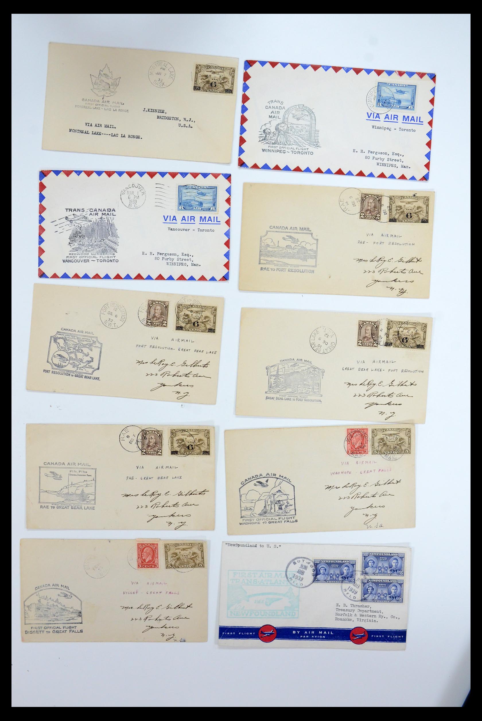 35338 348 - Postzegelverzameling 35338 Canada luchtpost brieven 1927-1950.