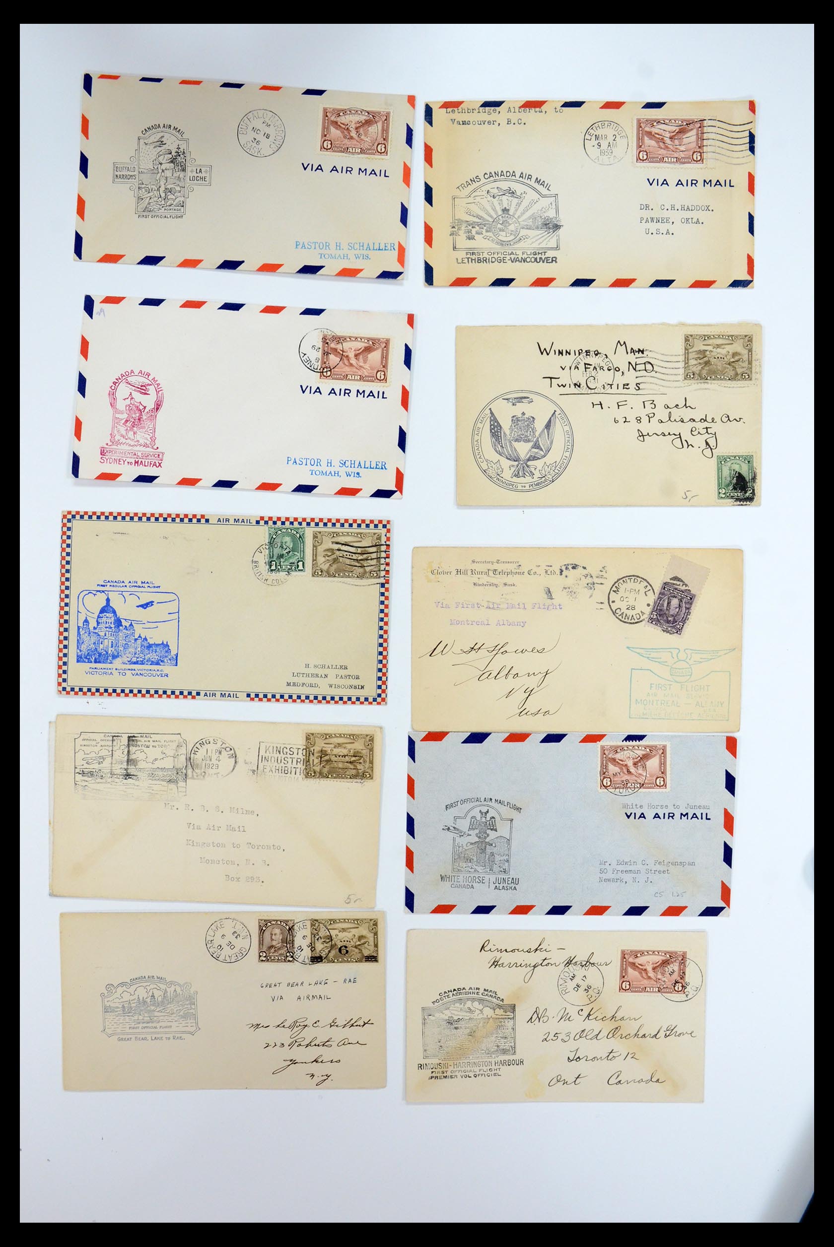 35338 353 - Postzegelverzameling 35338 Canada luchtpost brieven 1927-1950.