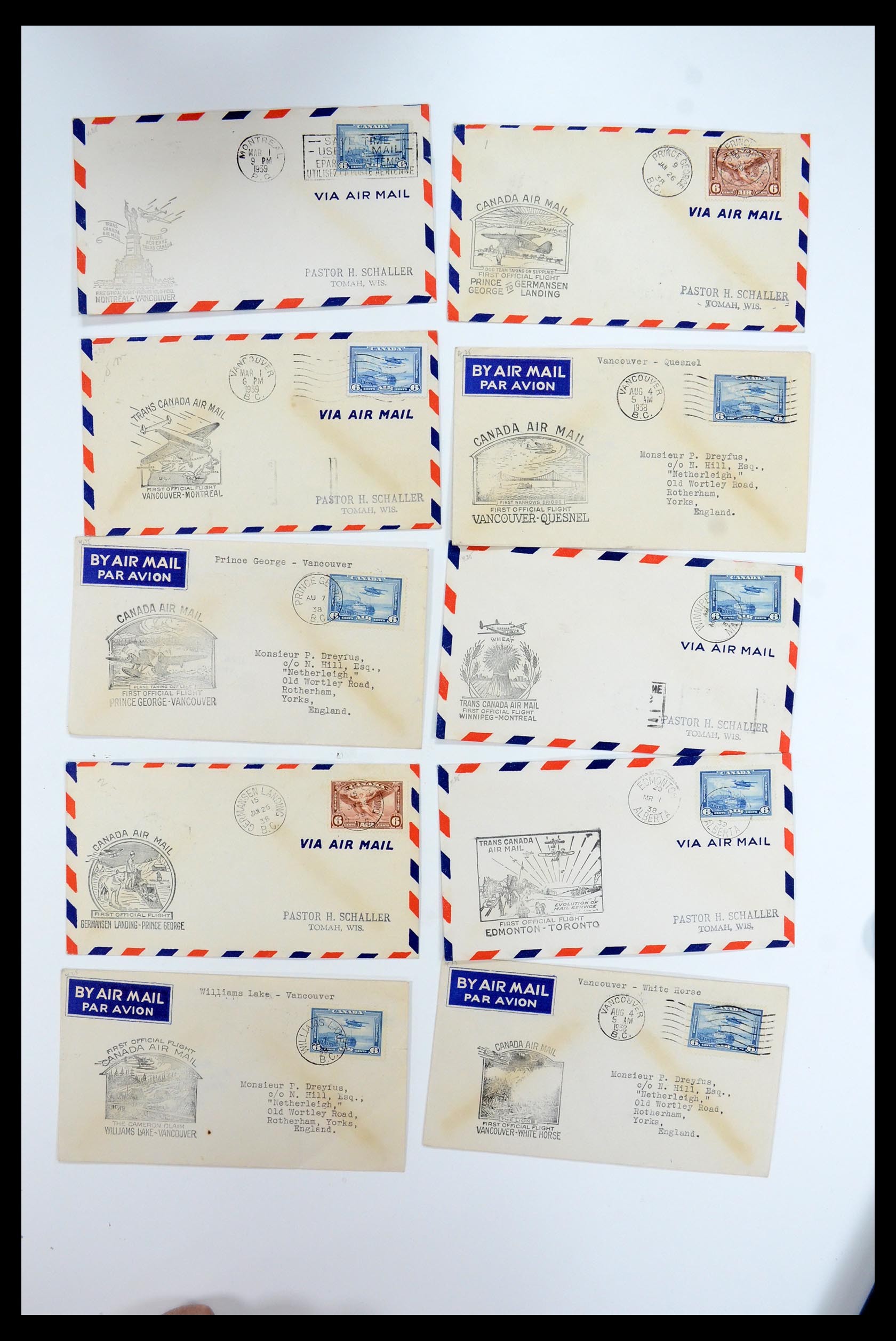 35338 355 - Postzegelverzameling 35338 Canada luchtpost brieven 1927-1950.