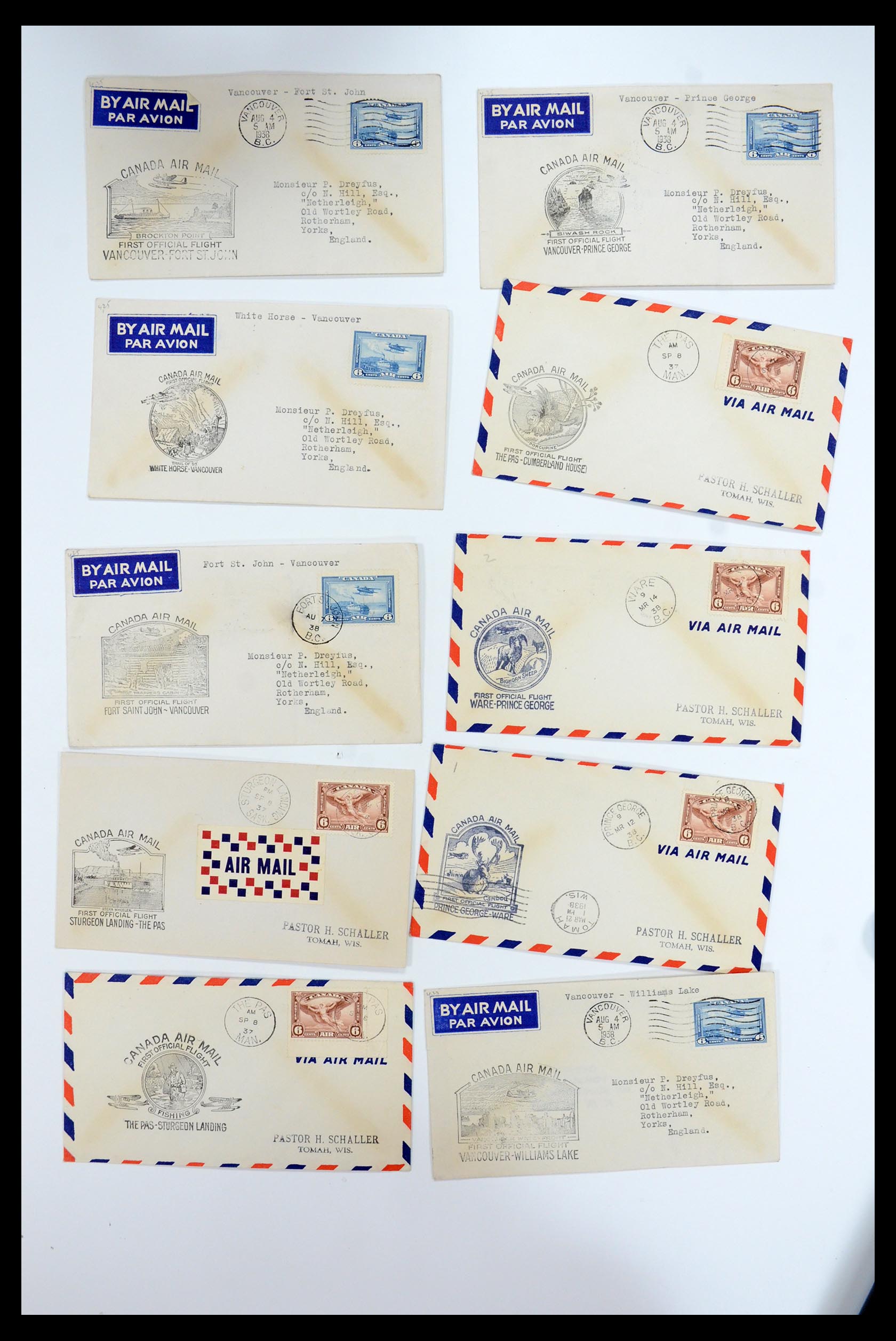 35338 356 - Postzegelverzameling 35338 Canada luchtpost brieven 1927-1950.