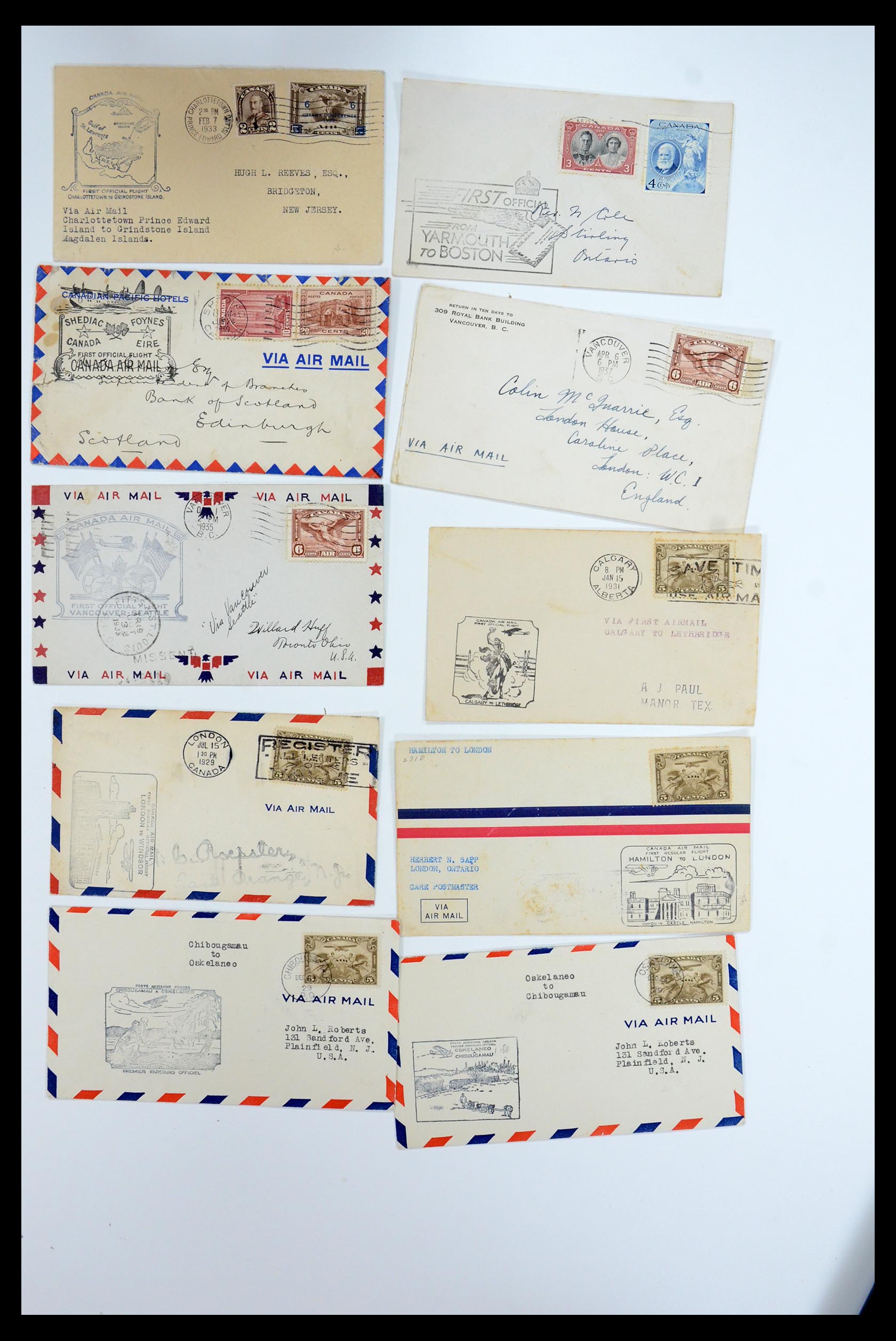 35338 360 - Postzegelverzameling 35338 Canada luchtpost brieven 1927-1950.