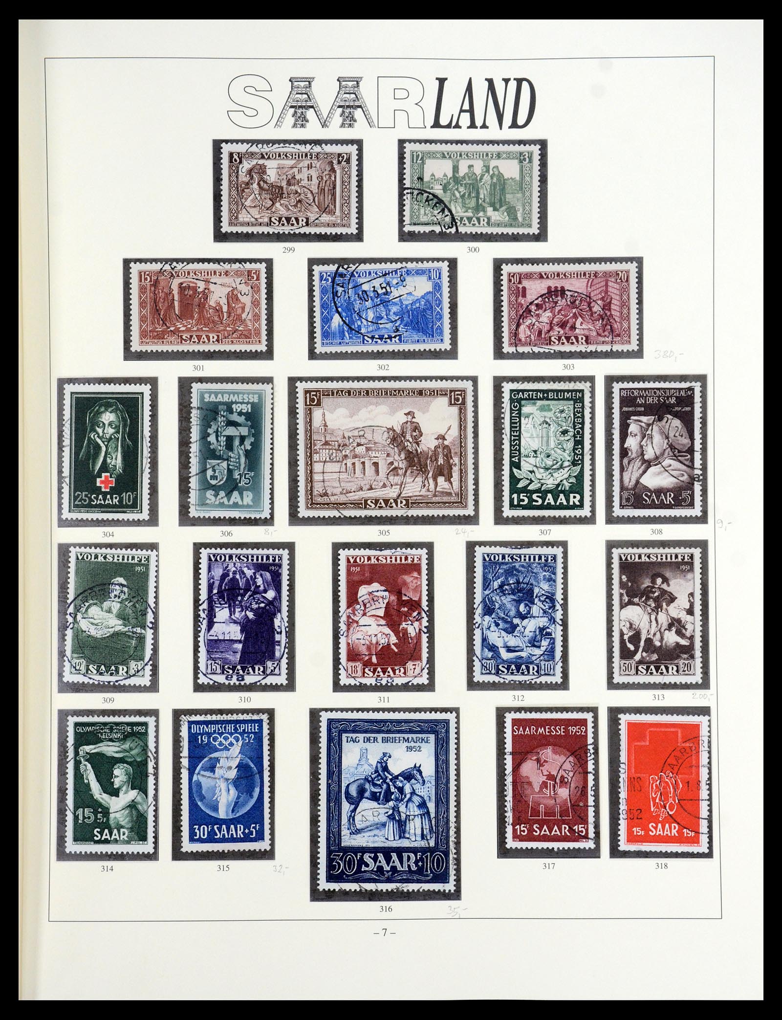 35345 007 - Postzegelverzameling 35345 Saar 1947-1959.