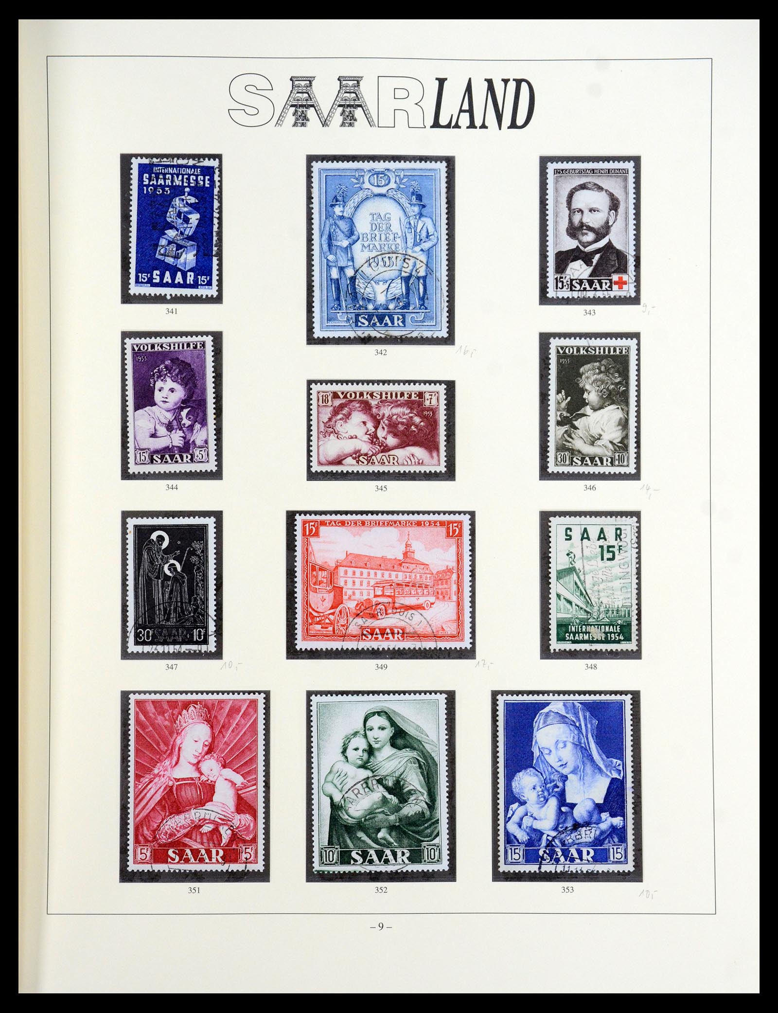 35345 009 - Postzegelverzameling 35345 Saar 1947-1959.