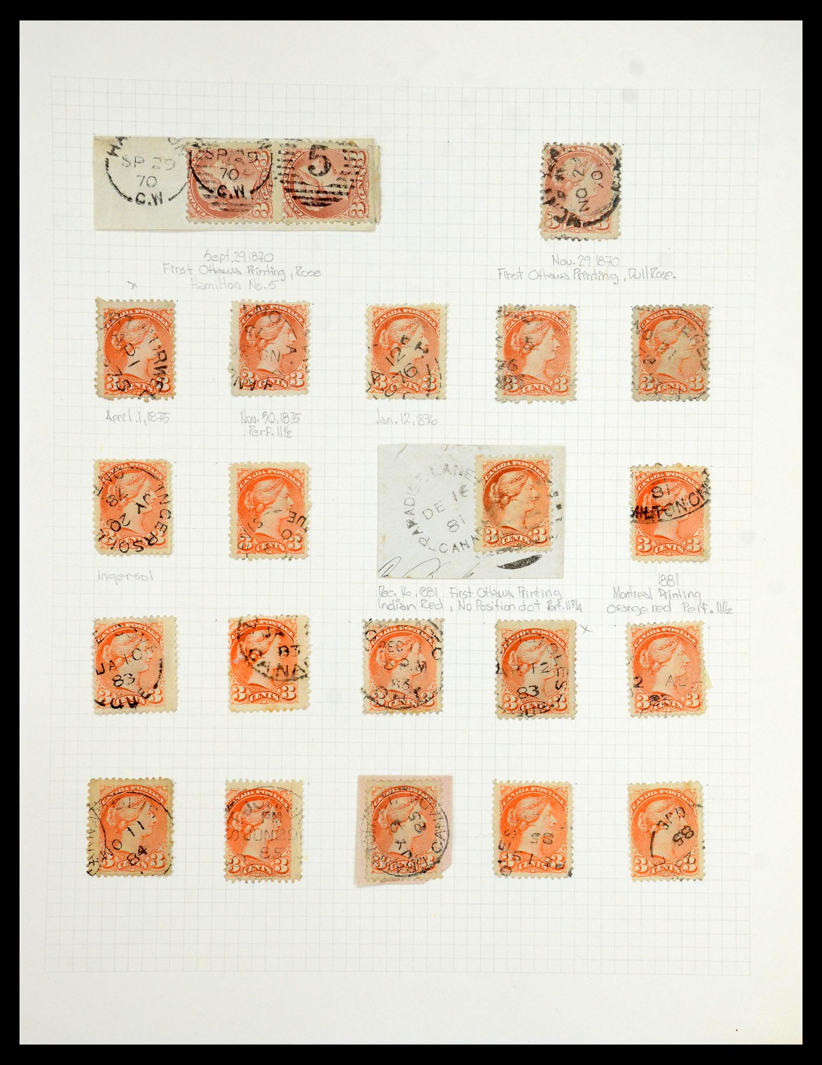 35375 019 - Postzegelverzameling 35375 Canada koninginnekopjes 1868-1893.