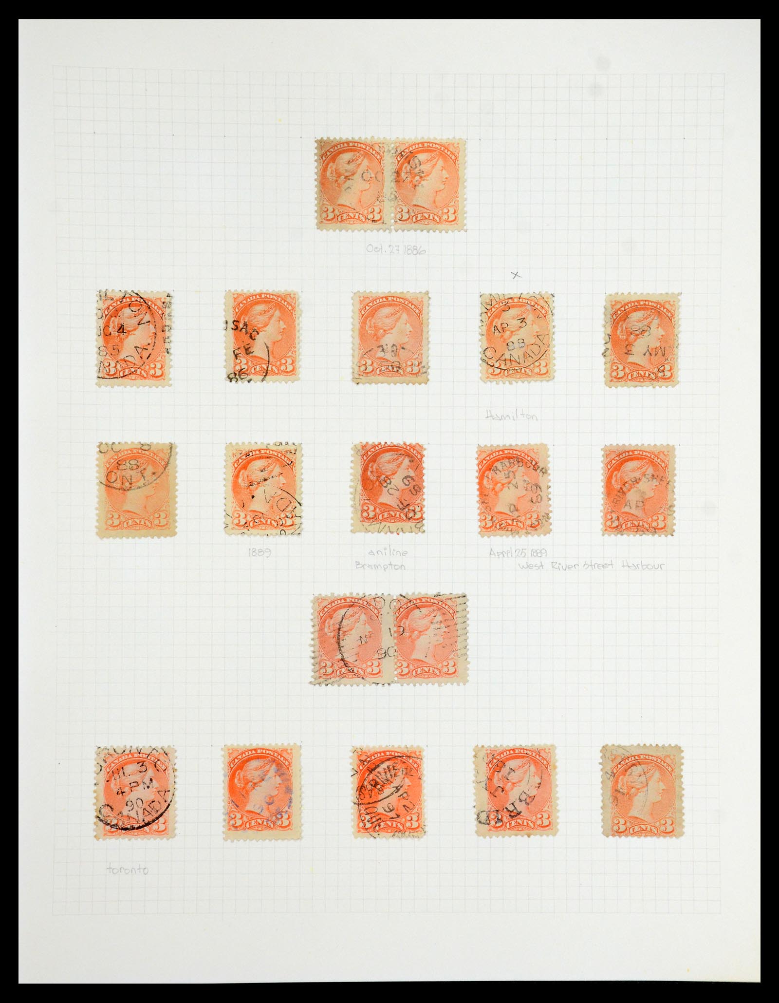 35375 020 - Postzegelverzameling 35375 Canada koninginnekopjes 1868-1893.