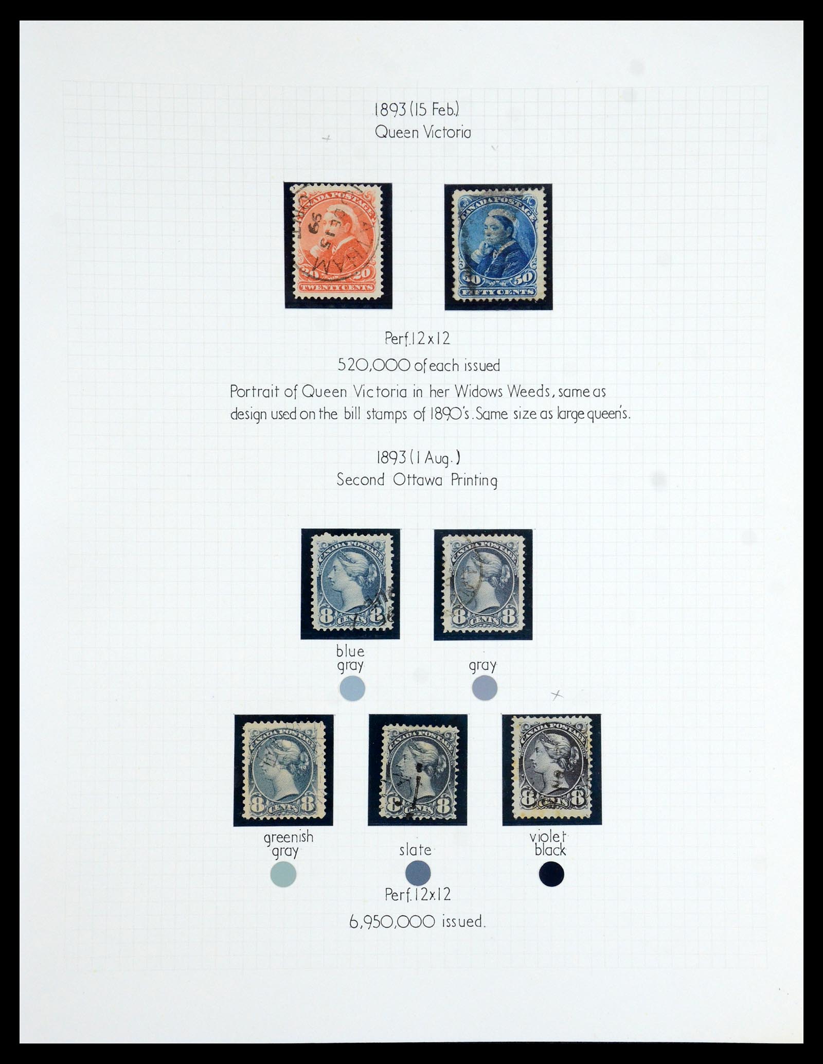 35375 033 - Postzegelverzameling 35375 Canada koninginnekopjes 1868-1893.