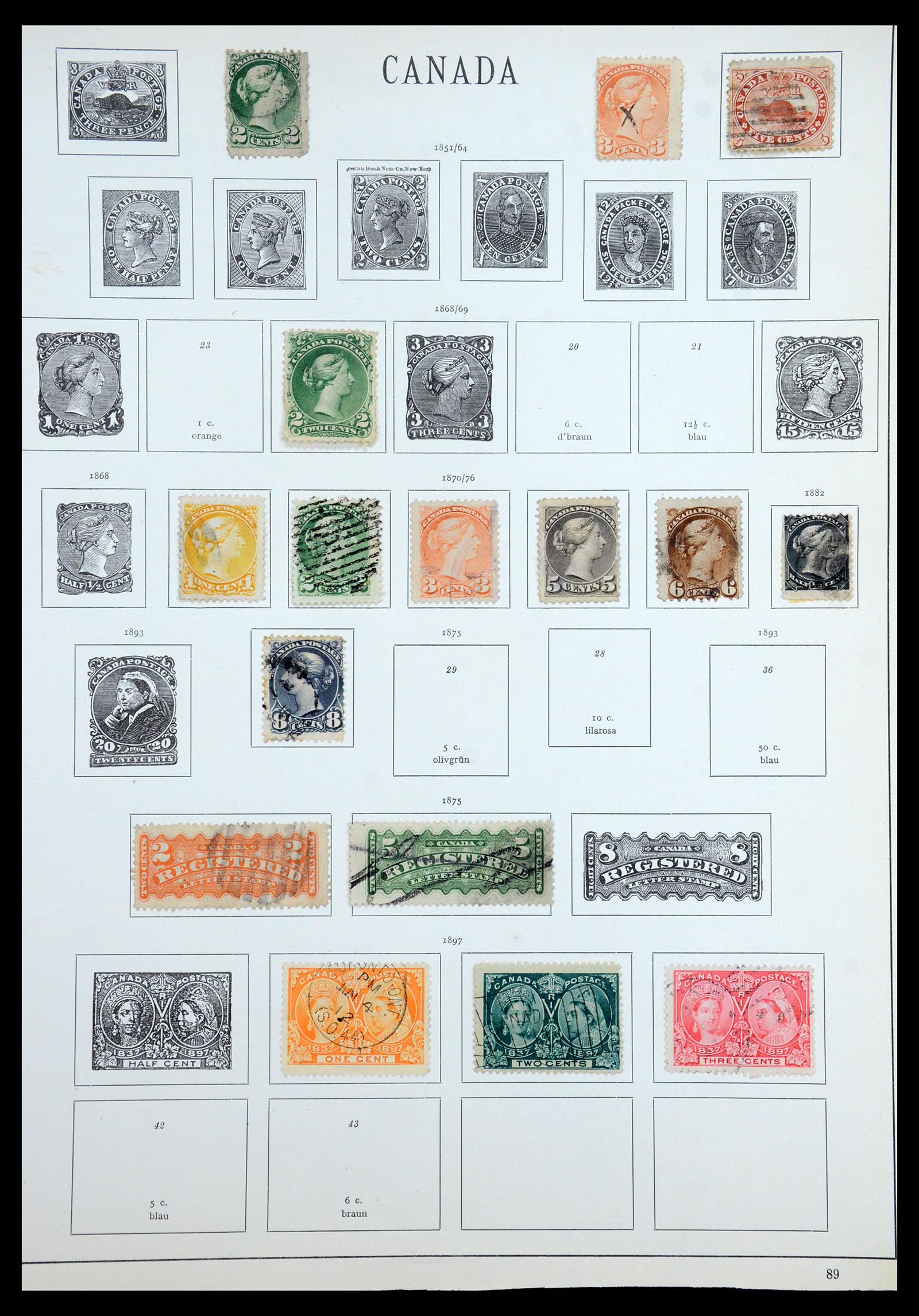 35375 164 - Postzegelverzameling 35375 Canada koninginnekopjes 1868-1893.