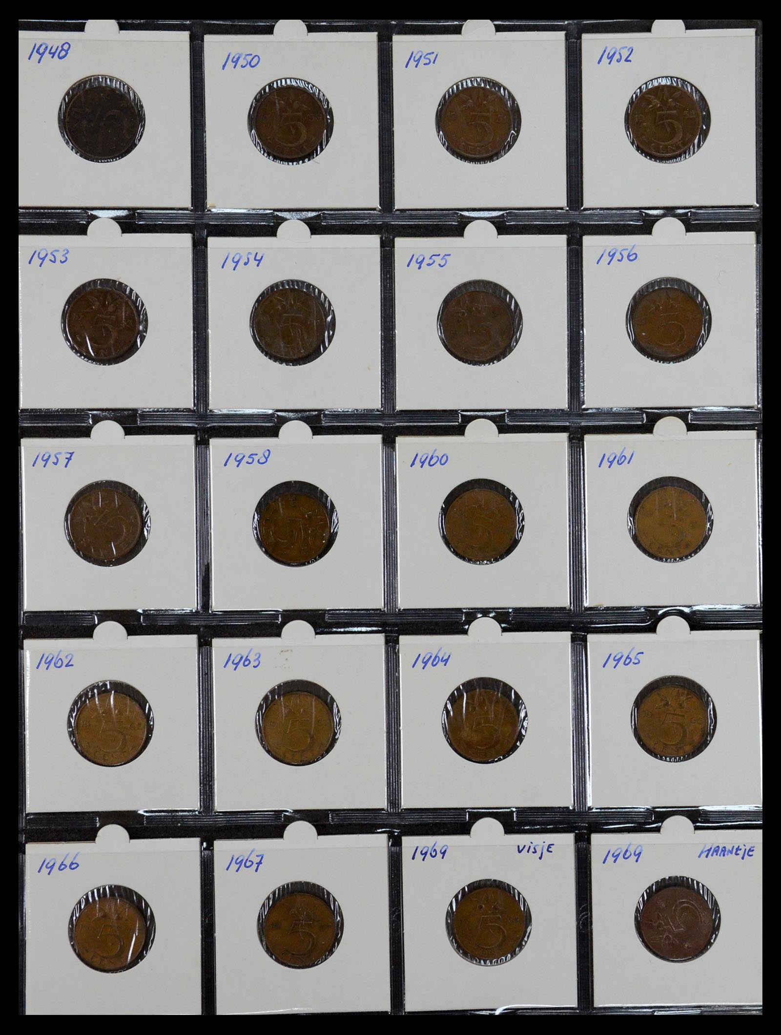 35379 005 - Postzegelverzameling 35379 Nederland munten 1948-2001.