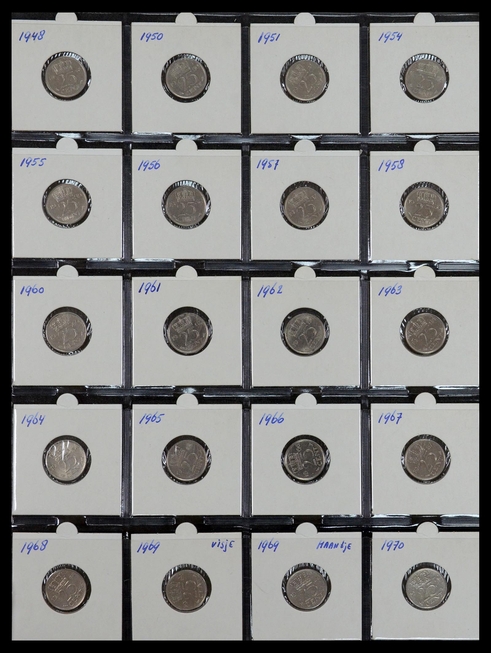 35381 017 - Postzegelverzameling 35381 Nederland munten 1948-2001.