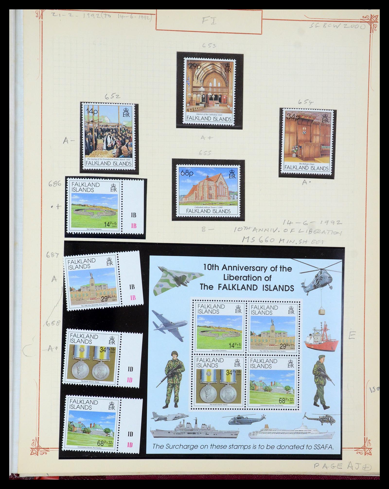 35396 128 - Postzegelverzameling 35396 Falkland eilanden 1972-1992.