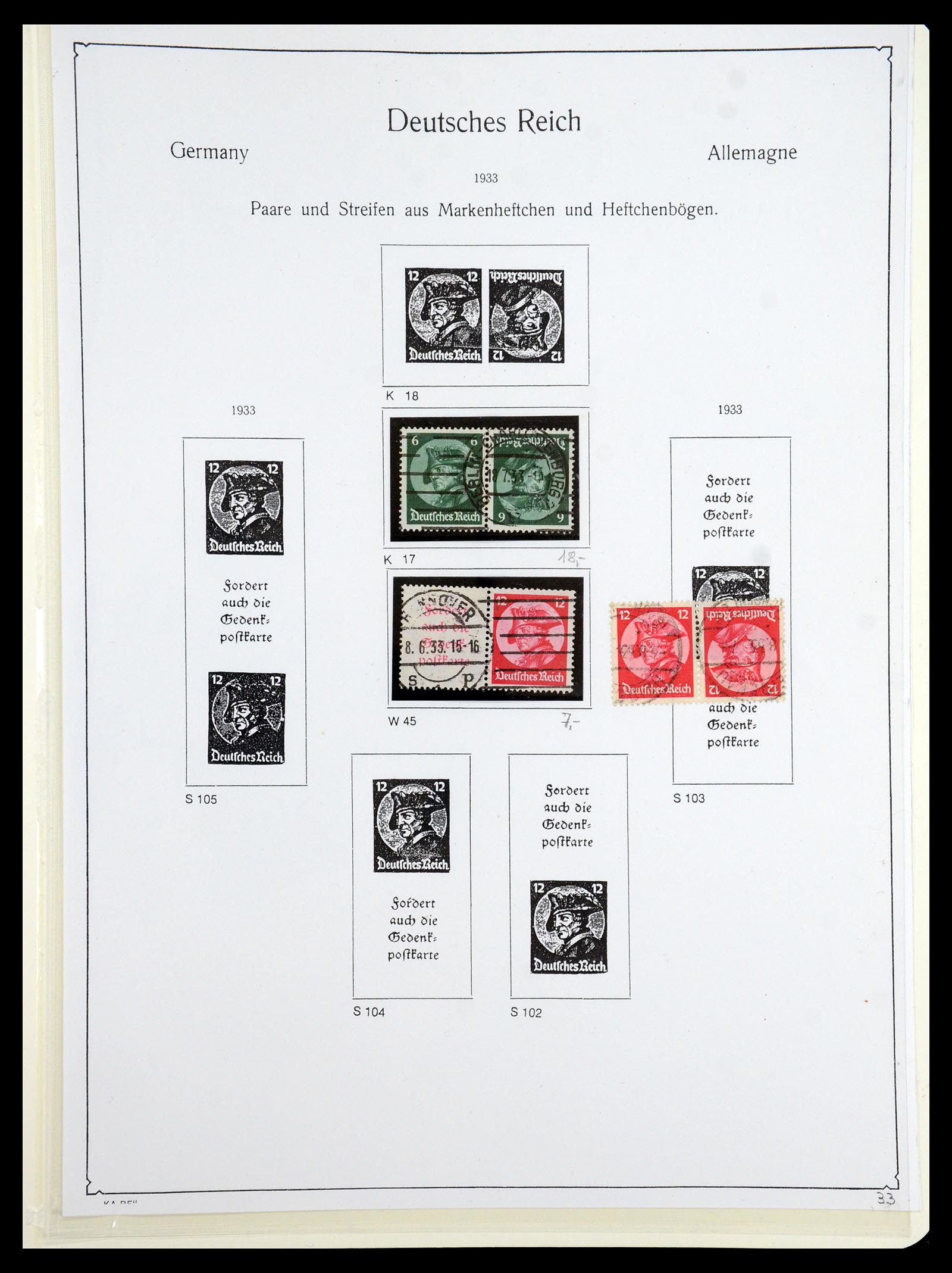 35408 001 - Stamp Collection 35408 German Reich combinations 1933-1945.