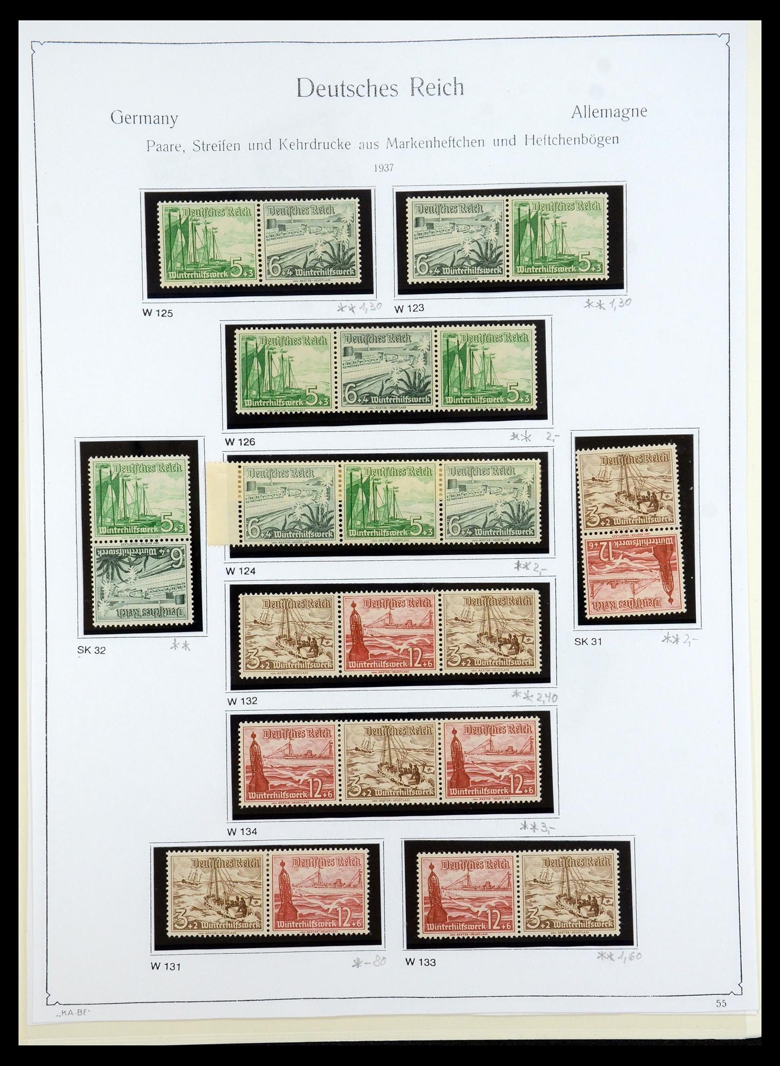 35408 055 - Postzegelverzameling 35408 Duitse Rijk combinaties 1933-1945.