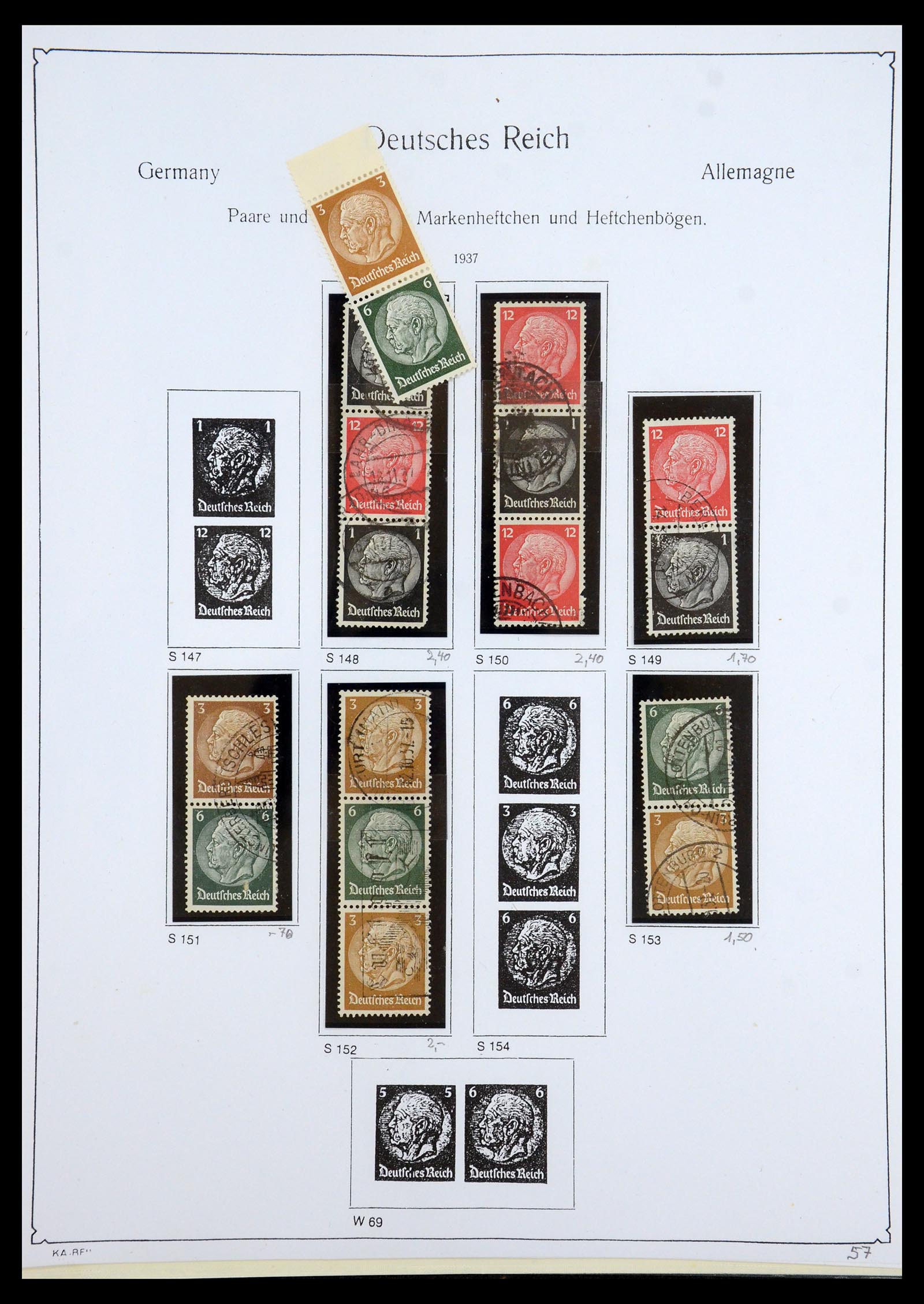 35408 057 - Stamp Collection 35408 German Reich combinations 1933-1945.