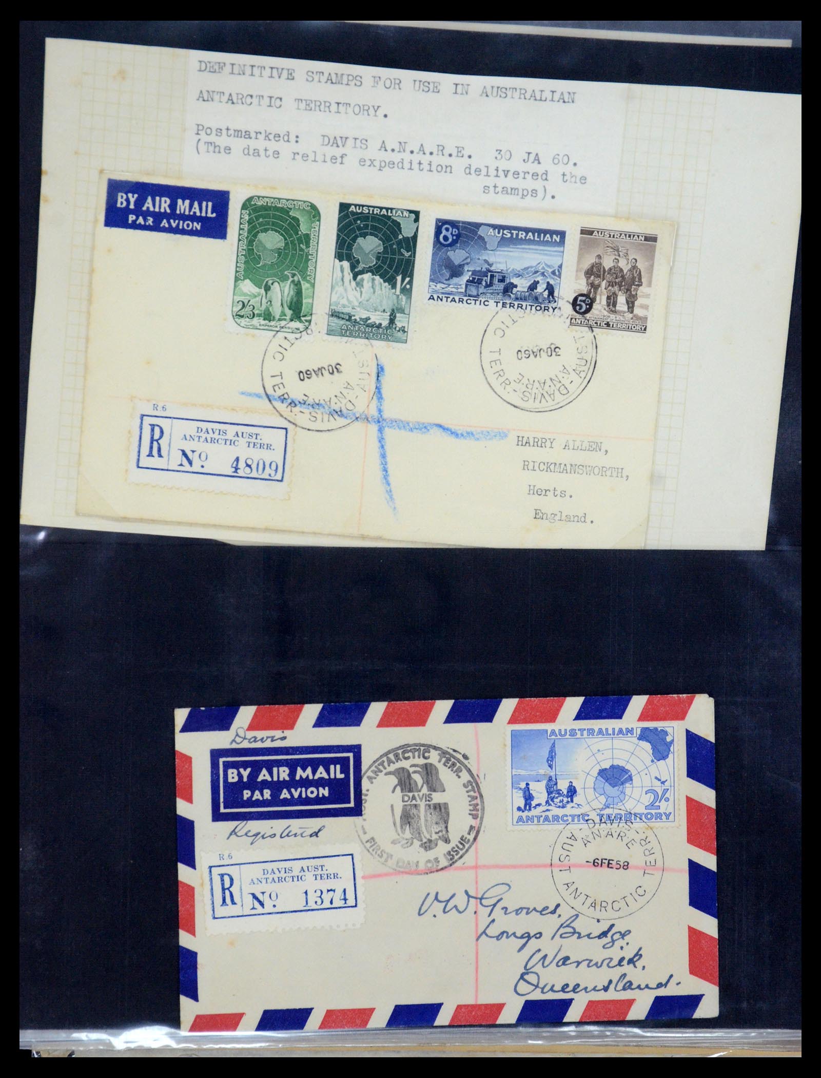 35412 001 - Postzegelverzameling 35412 Australisch Antarctica brieven 1948-1967.