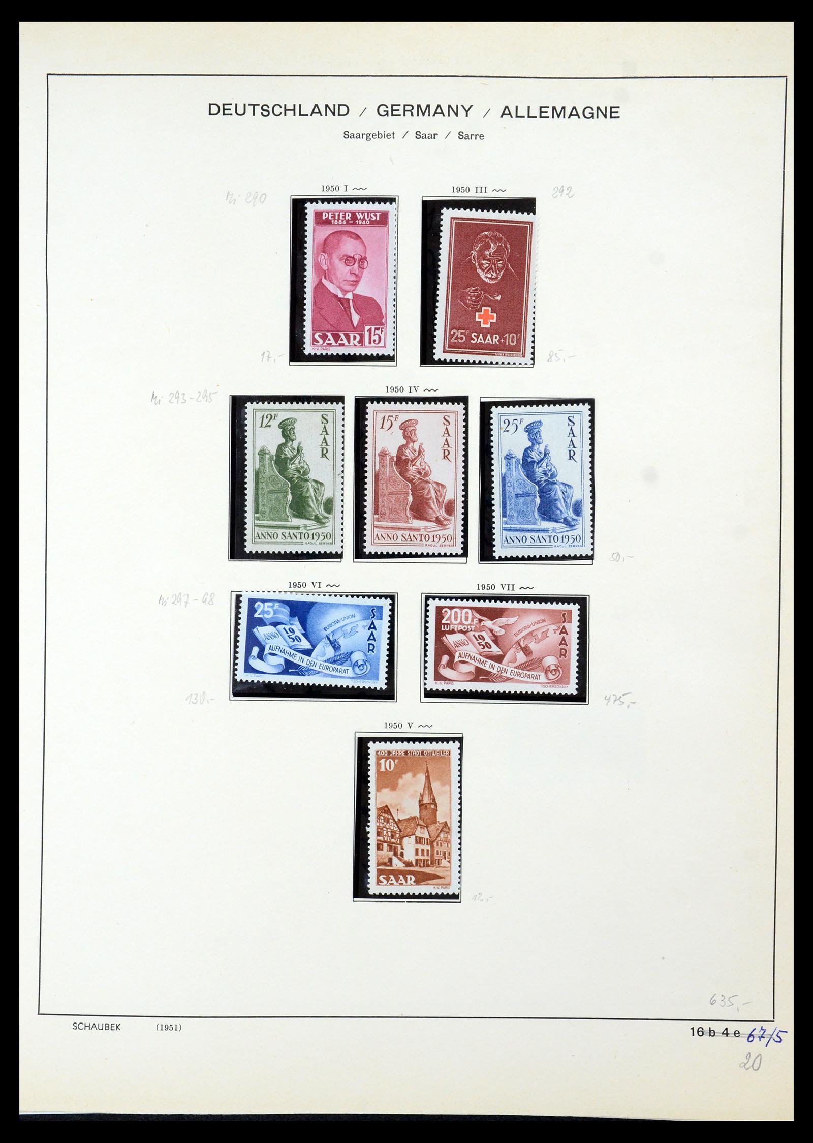 35435 044 - Postzegelverzameling 35435 Saar 1920-1959.