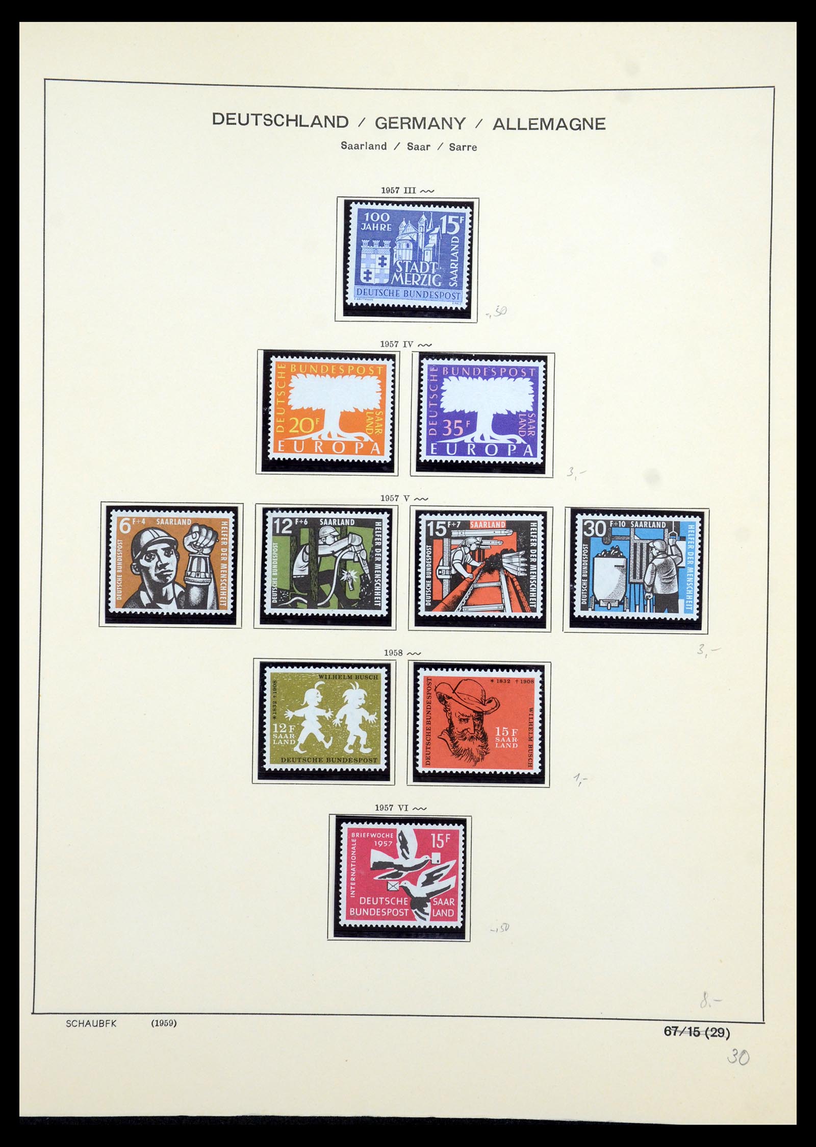 35435 073 - Postzegelverzameling 35435 Saar 1920-1959.
