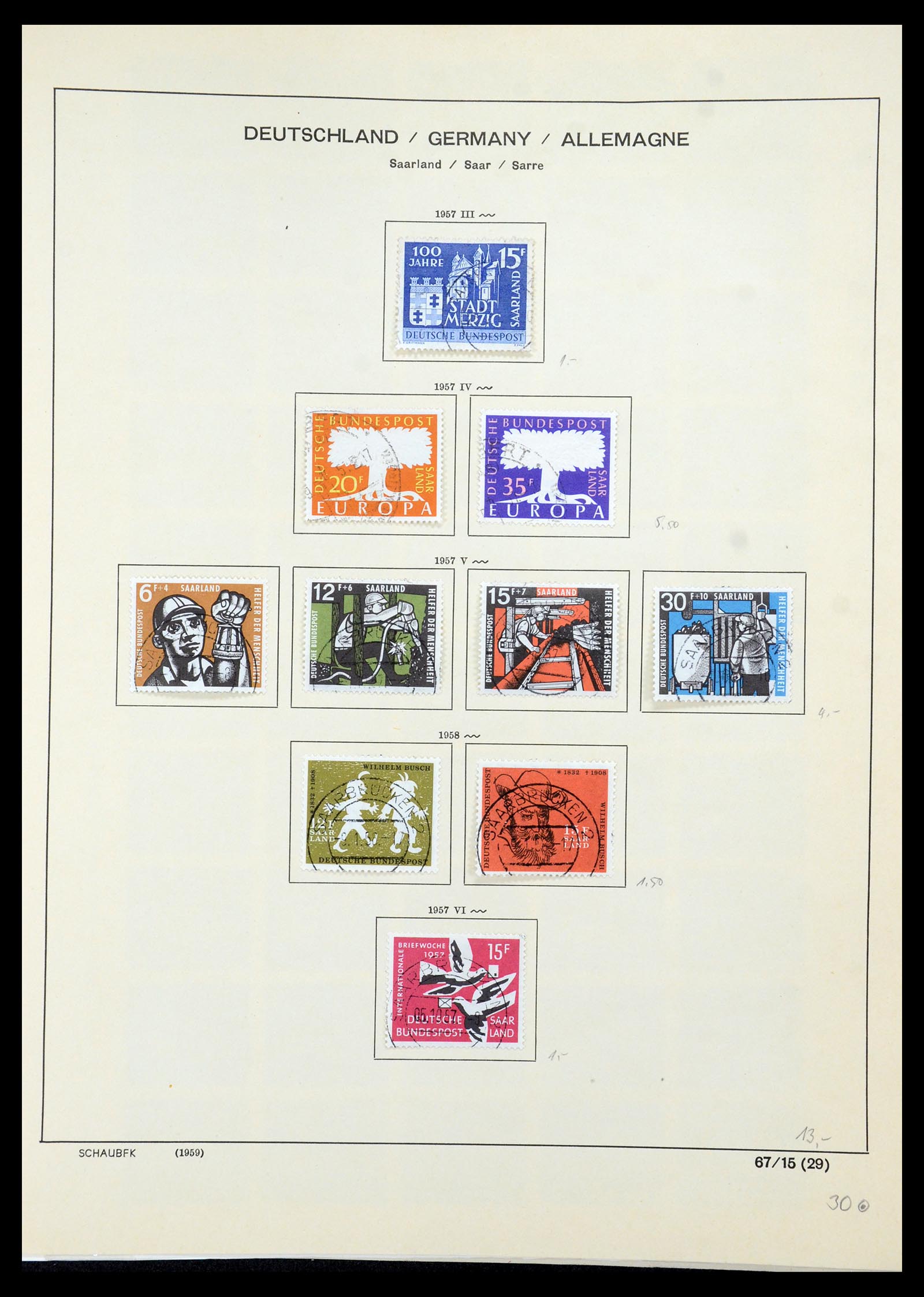35435 074 - Postzegelverzameling 35435 Saar 1920-1959.