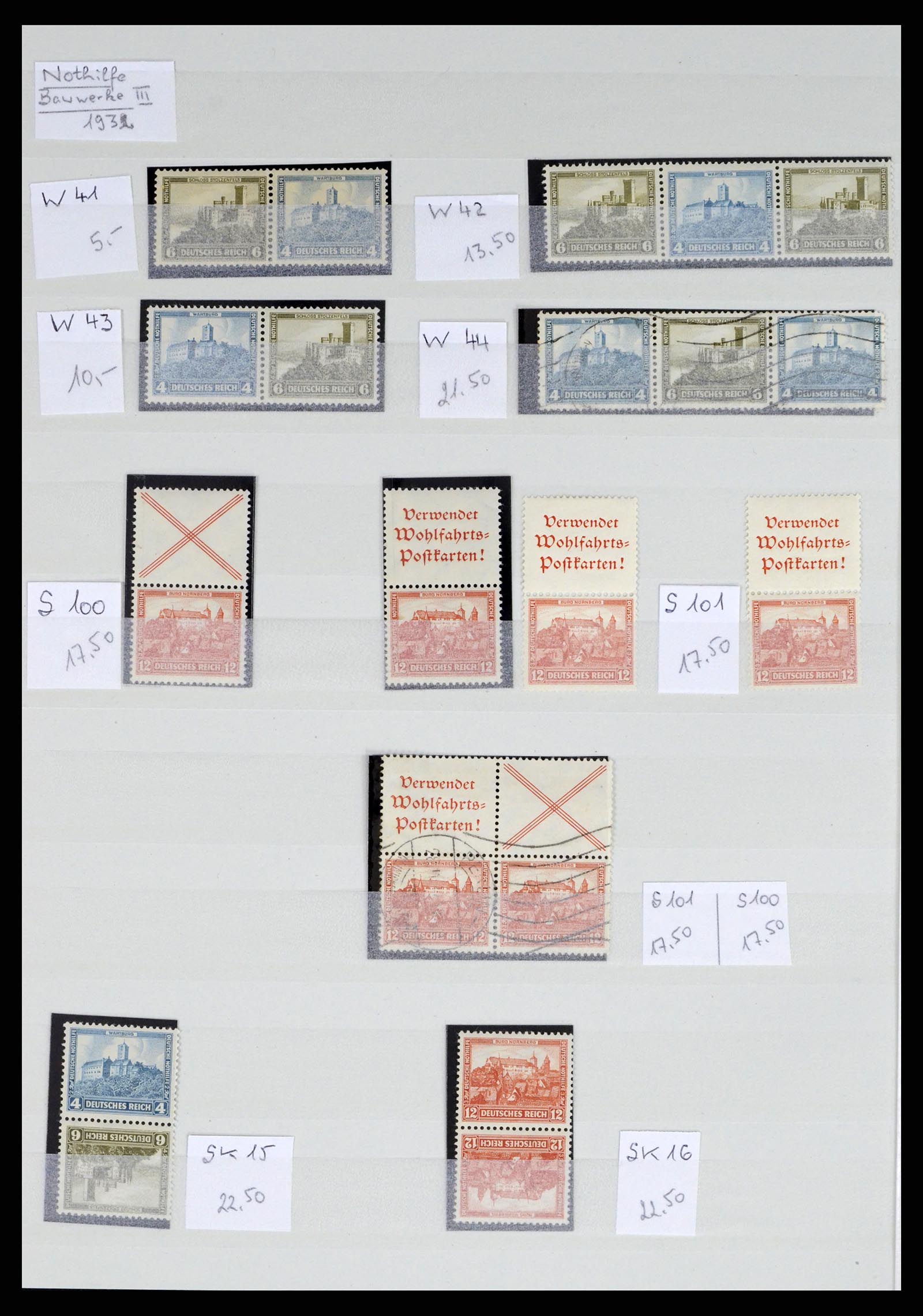 35443 011 - Postzegelverzameling 35443 Duitse Rijk combinaties 1917-1942.