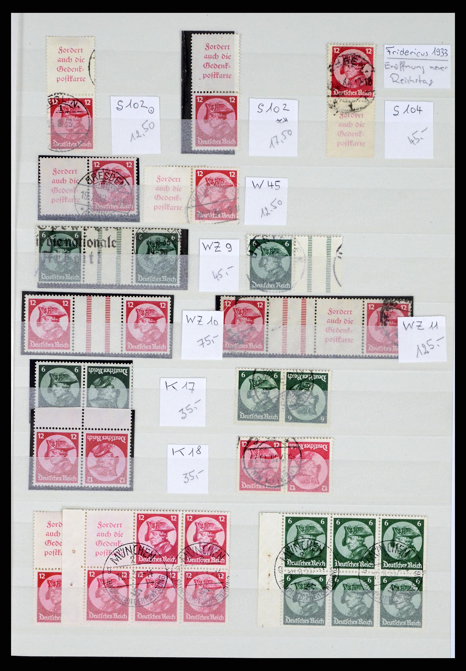 35443 012 - Postzegelverzameling 35443 Duitse Rijk combinaties 1917-1942.