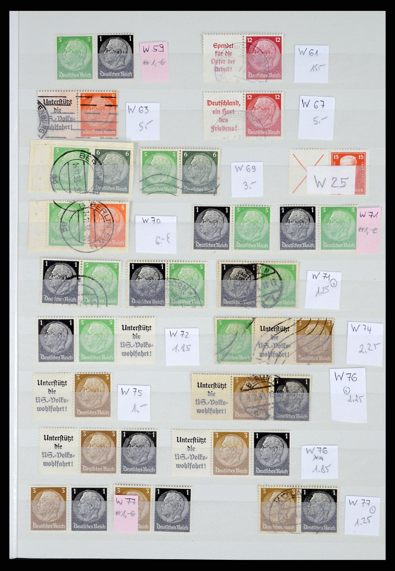 35443 021 - Postzegelverzameling 35443 Duitse Rijk combinaties 1917-1942.