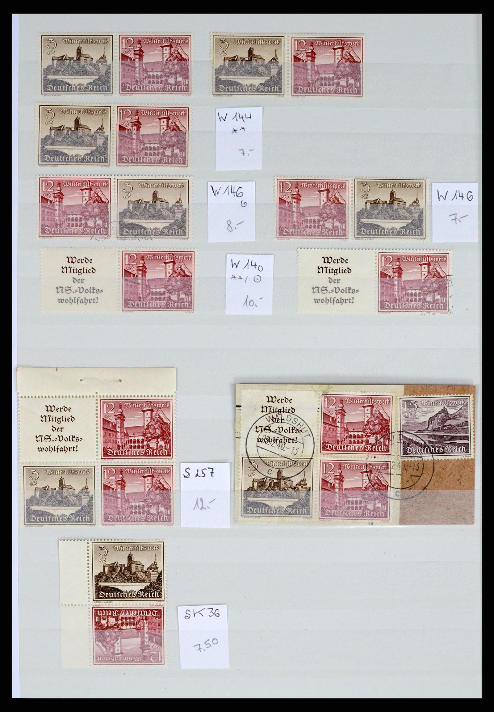 35443 036 - Postzegelverzameling 35443 Duitse Rijk combinaties 1917-1942.