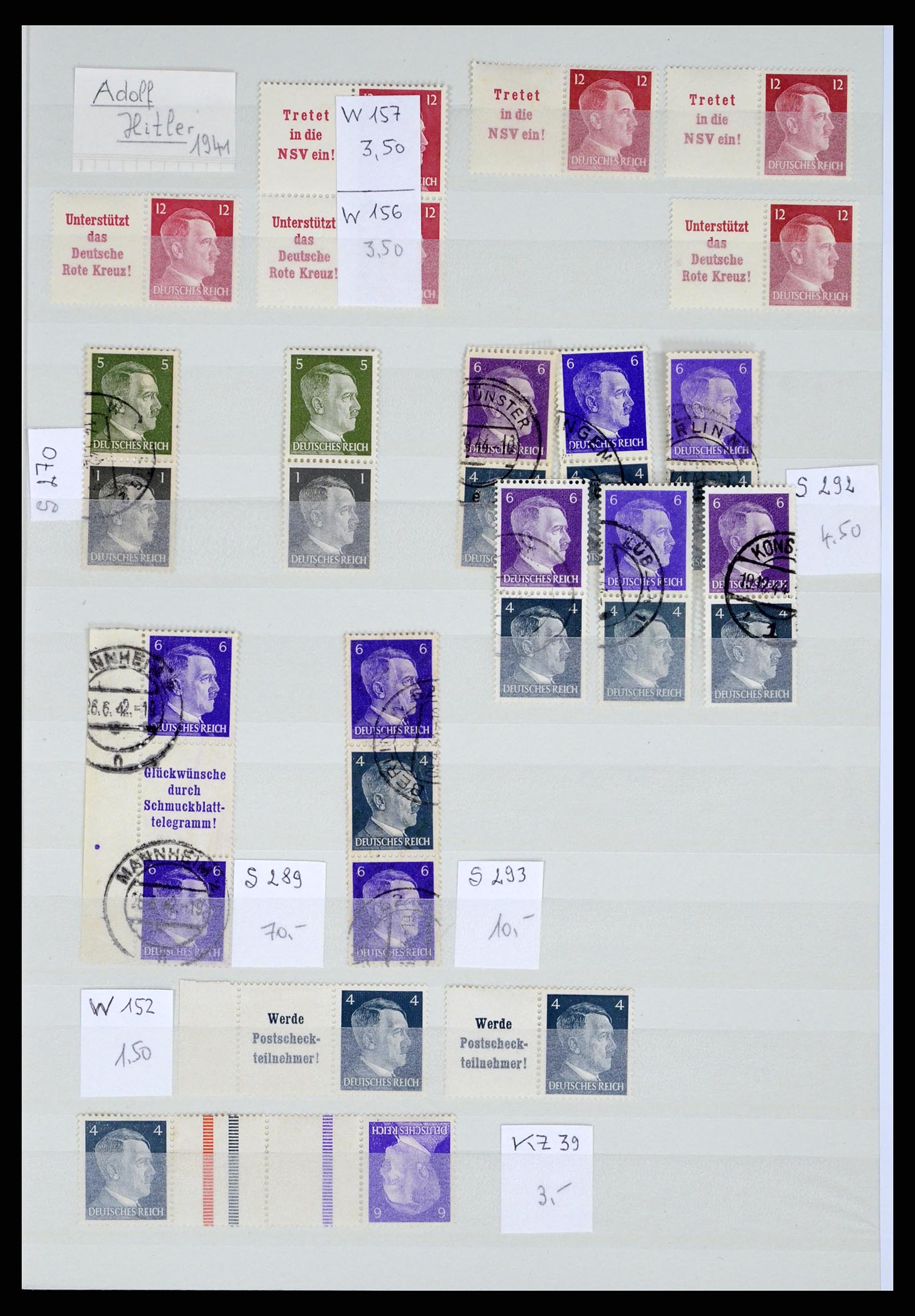 35443 038 - Postzegelverzameling 35443 Duitse Rijk combinaties 1917-1942.