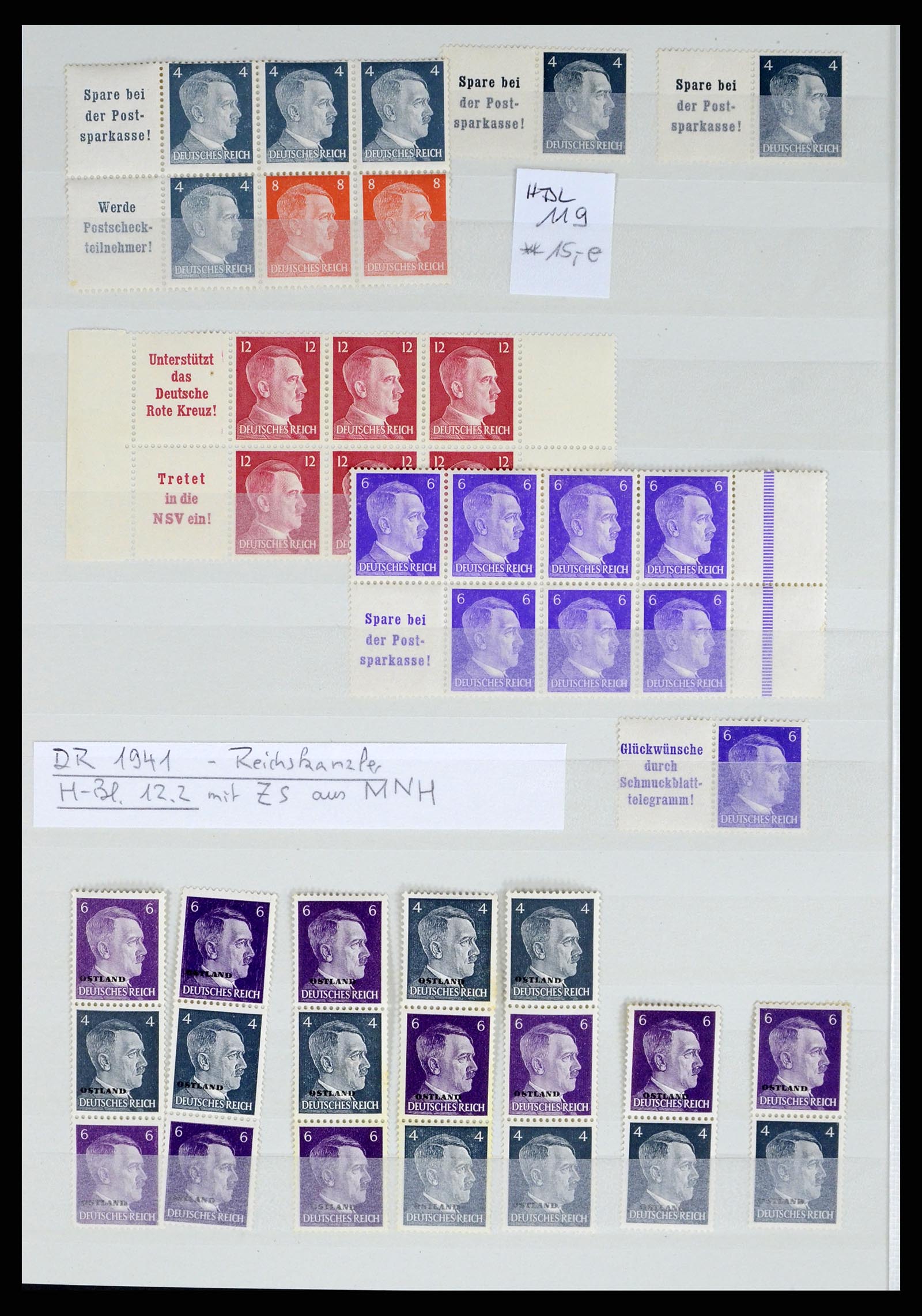 35443 039 - Postzegelverzameling 35443 Duitse Rijk combinaties 1917-1942.