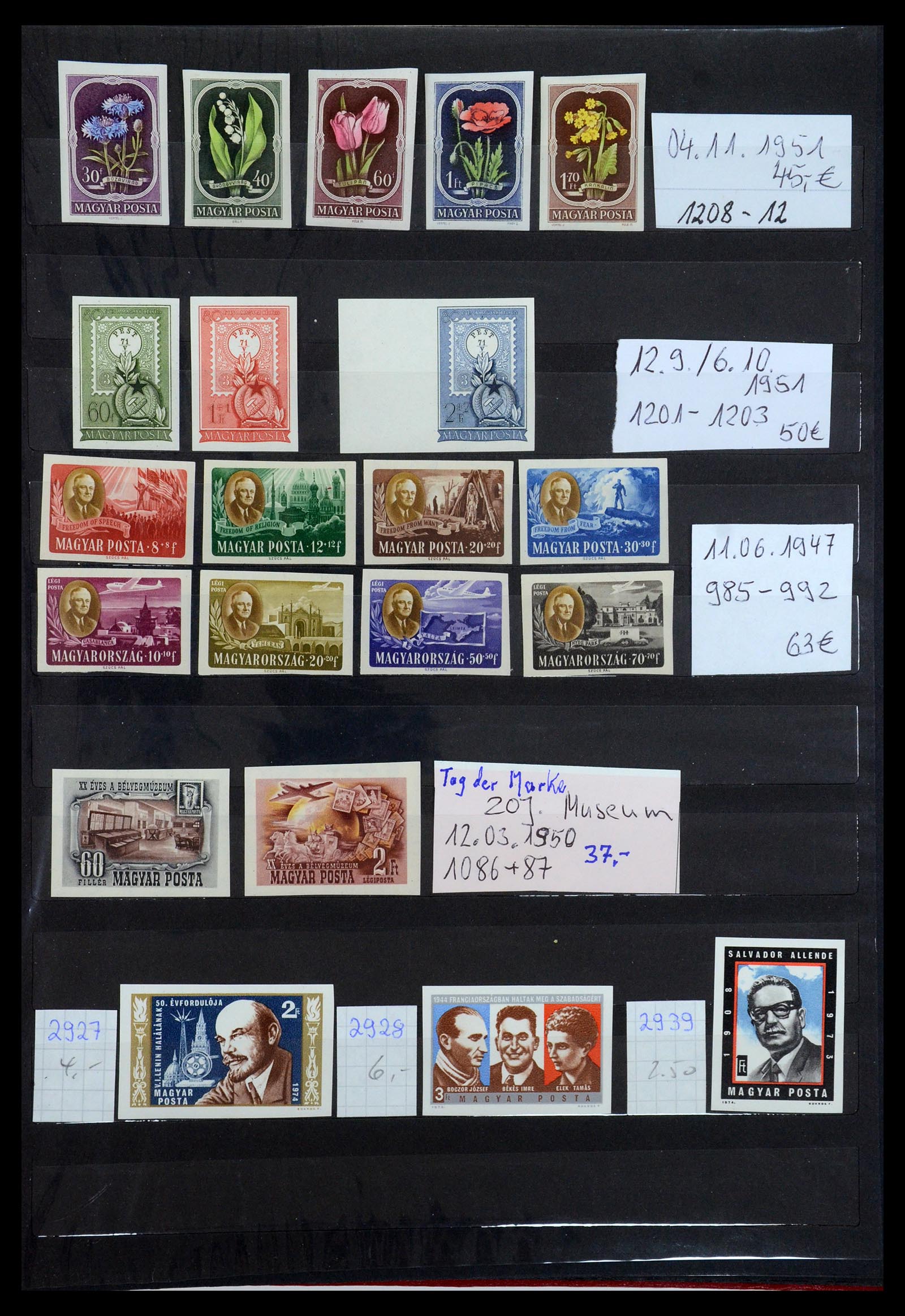 35449 001 - Postzegelverzameling 35449 Hongarije ONGETAND 1951-1985.