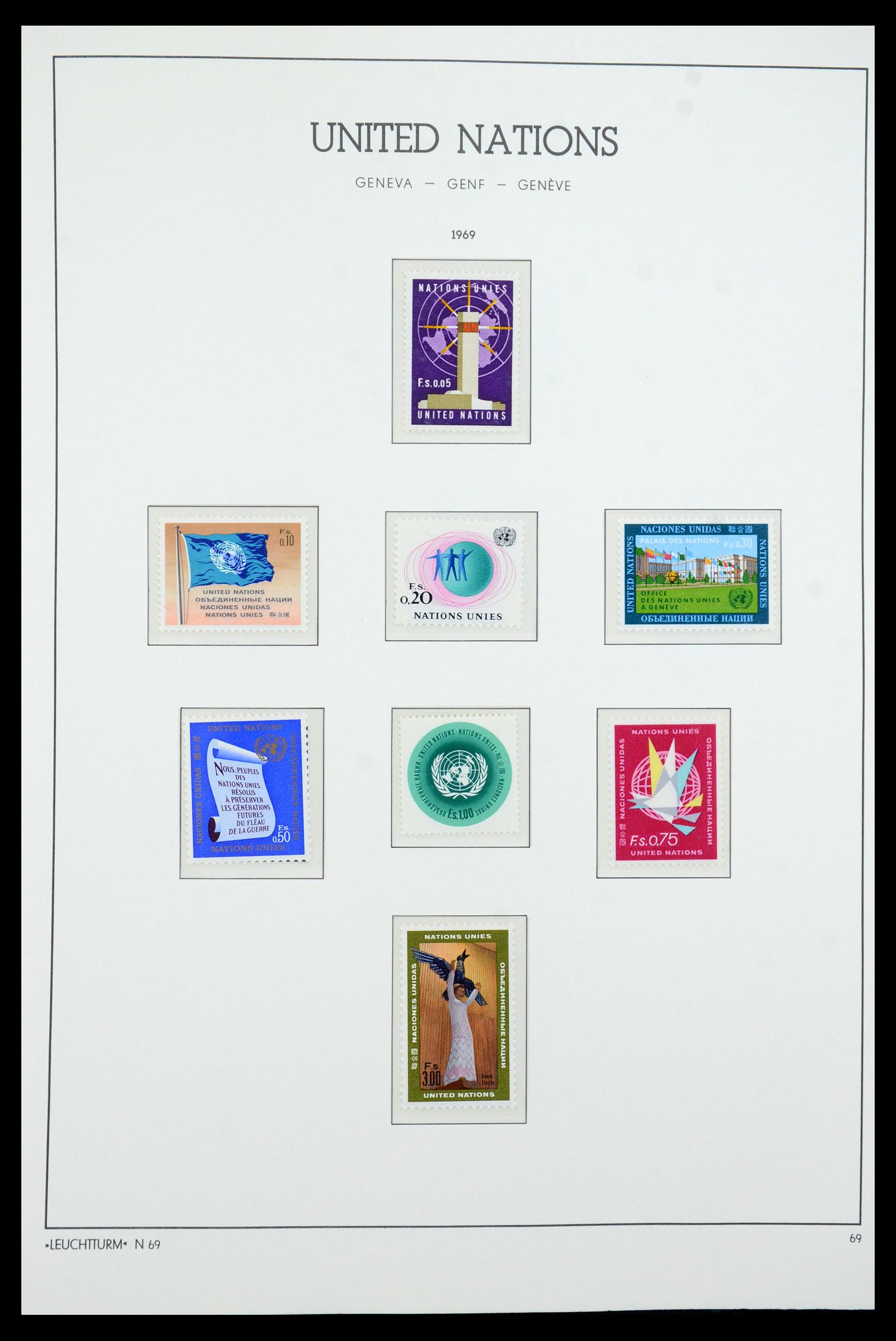 35457 001 - Postzegelverzameling 35457 Verenigde Naties Genève en Wenen 1969-2008