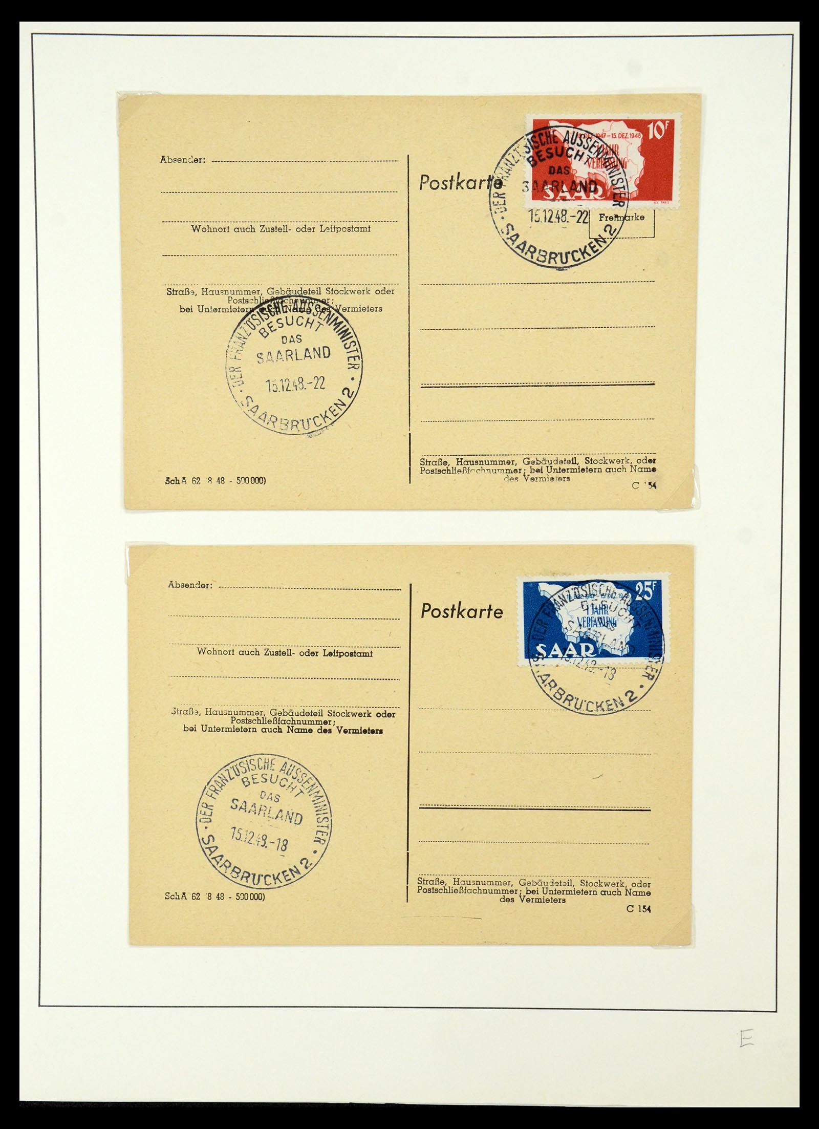 35483 001 - Postzegelverzameling 35483 Saar brieven en FDC's 1948-1959.