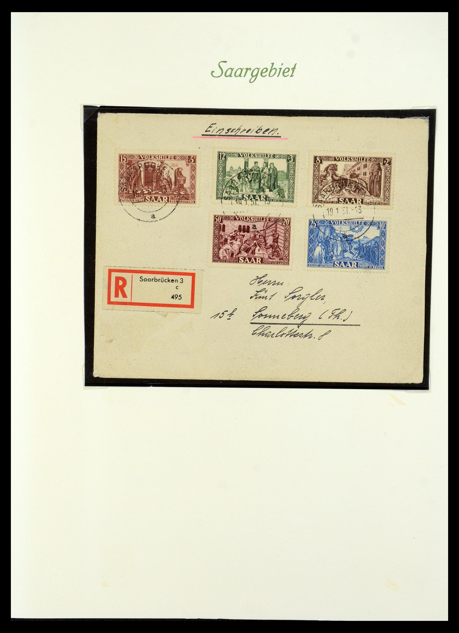 35483 002 - Postzegelverzameling 35483 Saar brieven en FDC's 1948-1959.