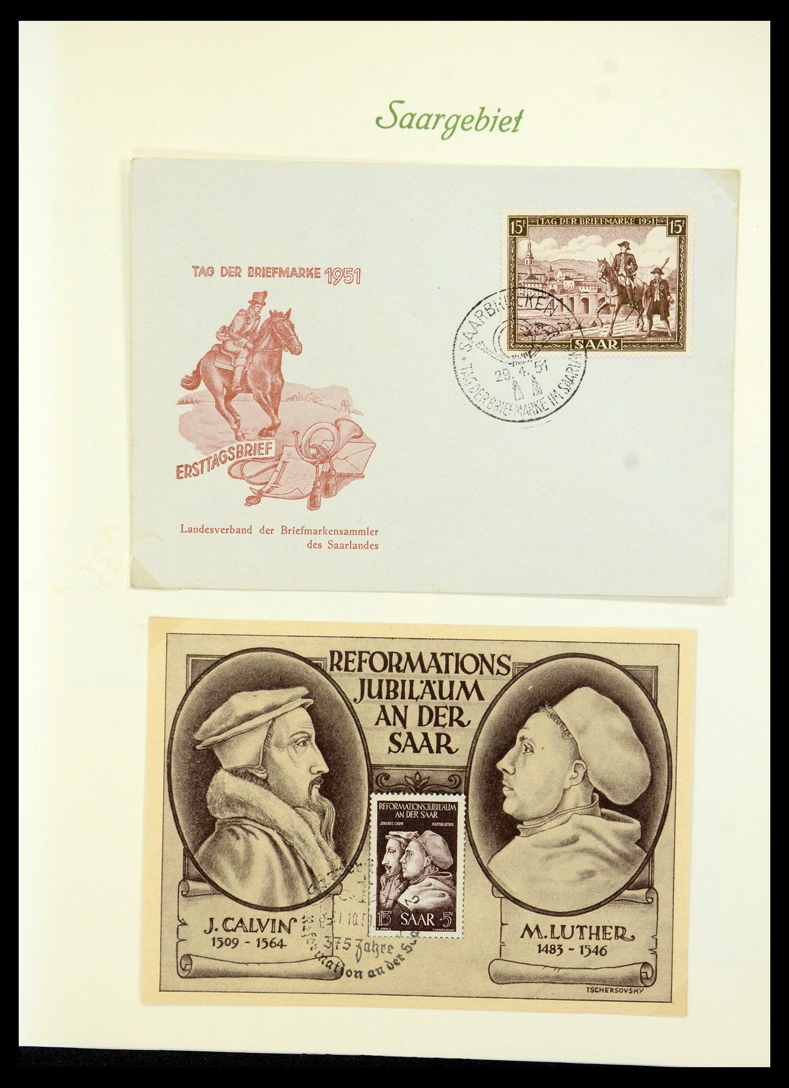 35483 005 - Postzegelverzameling 35483 Saar brieven en FDC's 1948-1959.