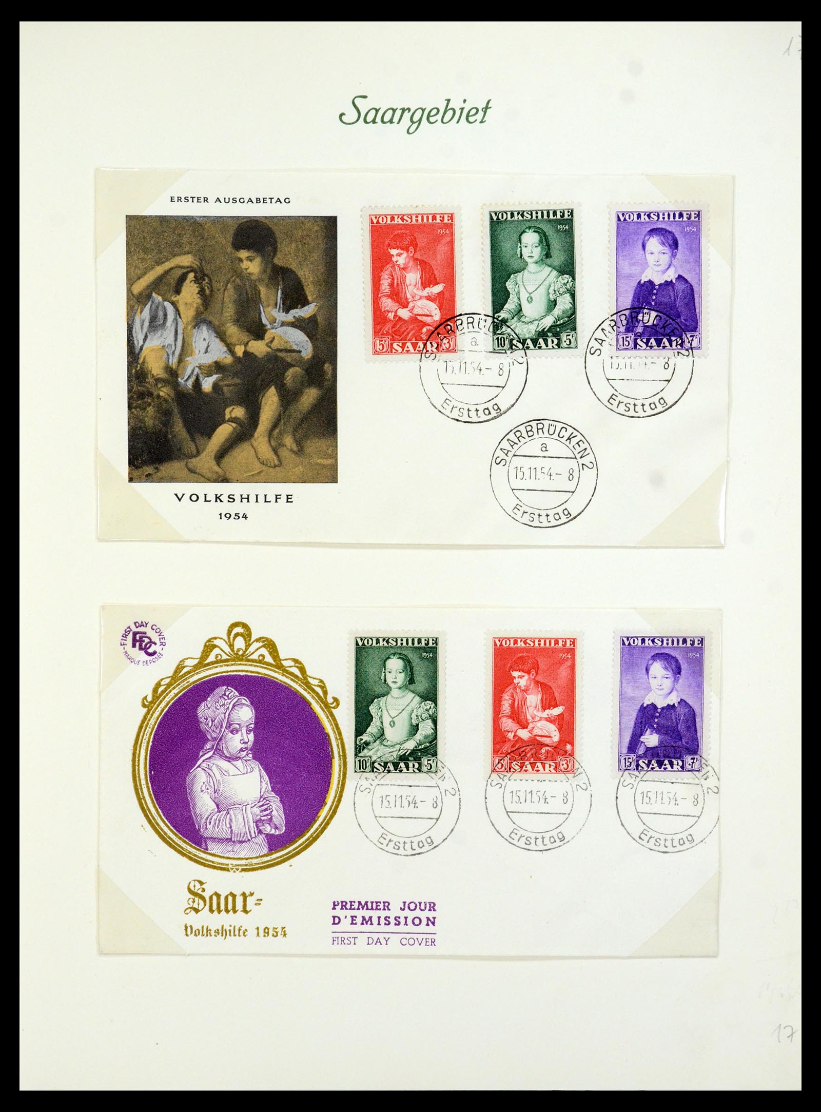 35483 020 - Postzegelverzameling 35483 Saar brieven en FDC's 1948-1959.