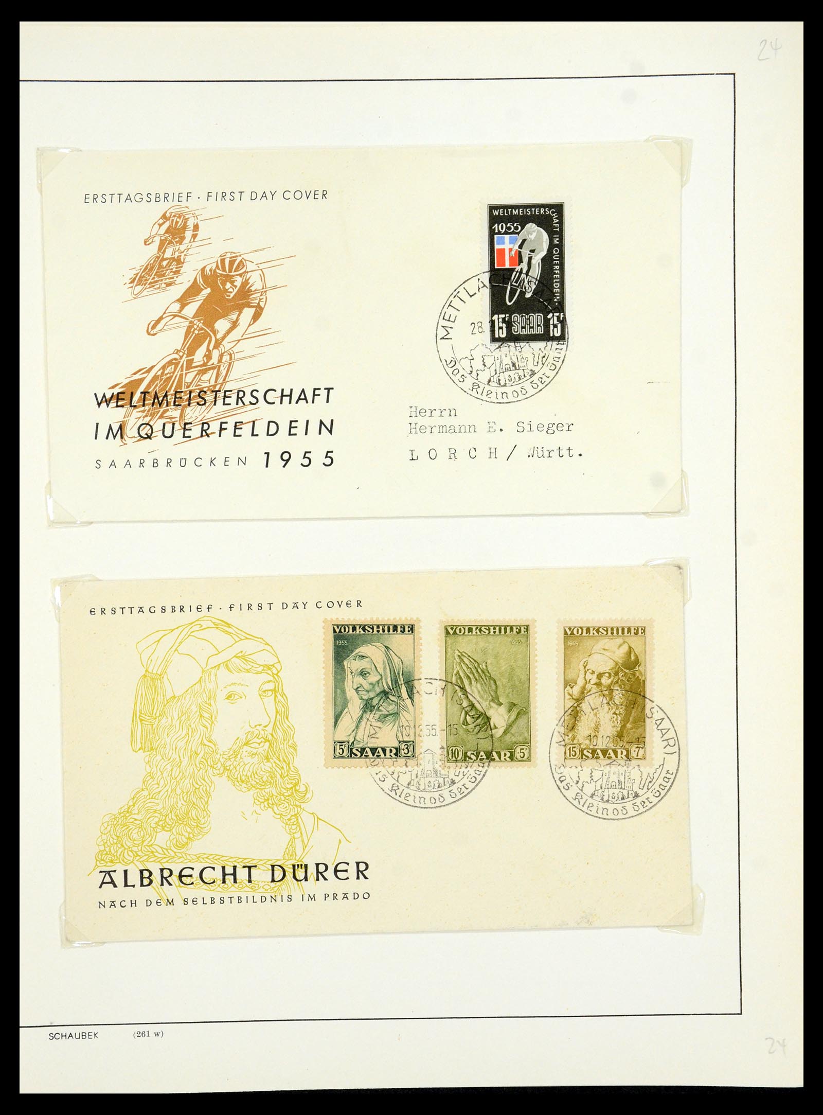 35483 027 - Postzegelverzameling 35483 Saar brieven en FDC's 1948-1959.