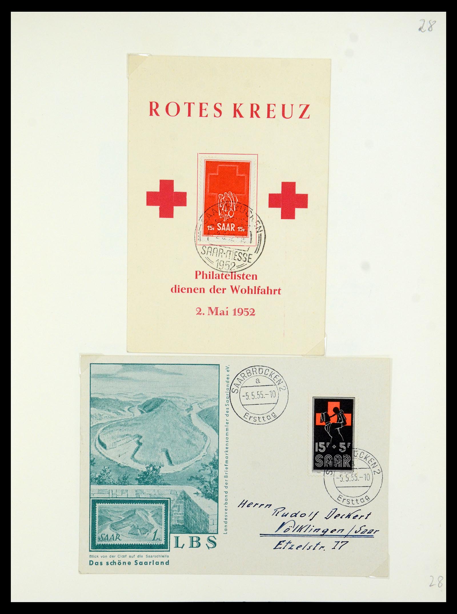35483 031 - Postzegelverzameling 35483 Saar brieven en FDC's 1948-1959.