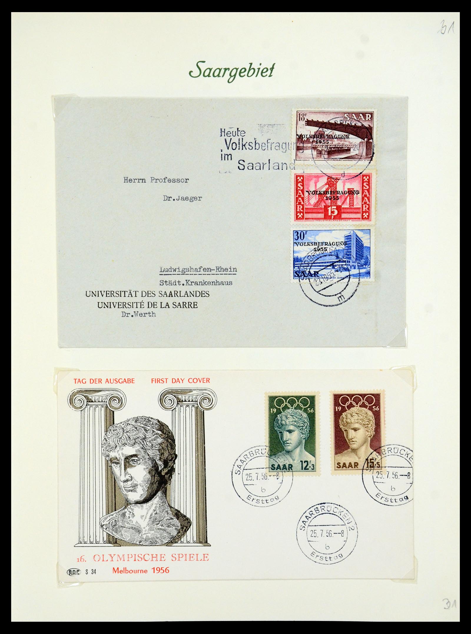 35483 034 - Stamp Collection 35483 Saar covers and FDC's 1948-1959.